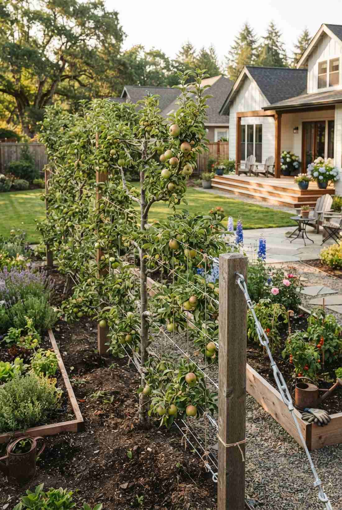 espalier trained fruit fence