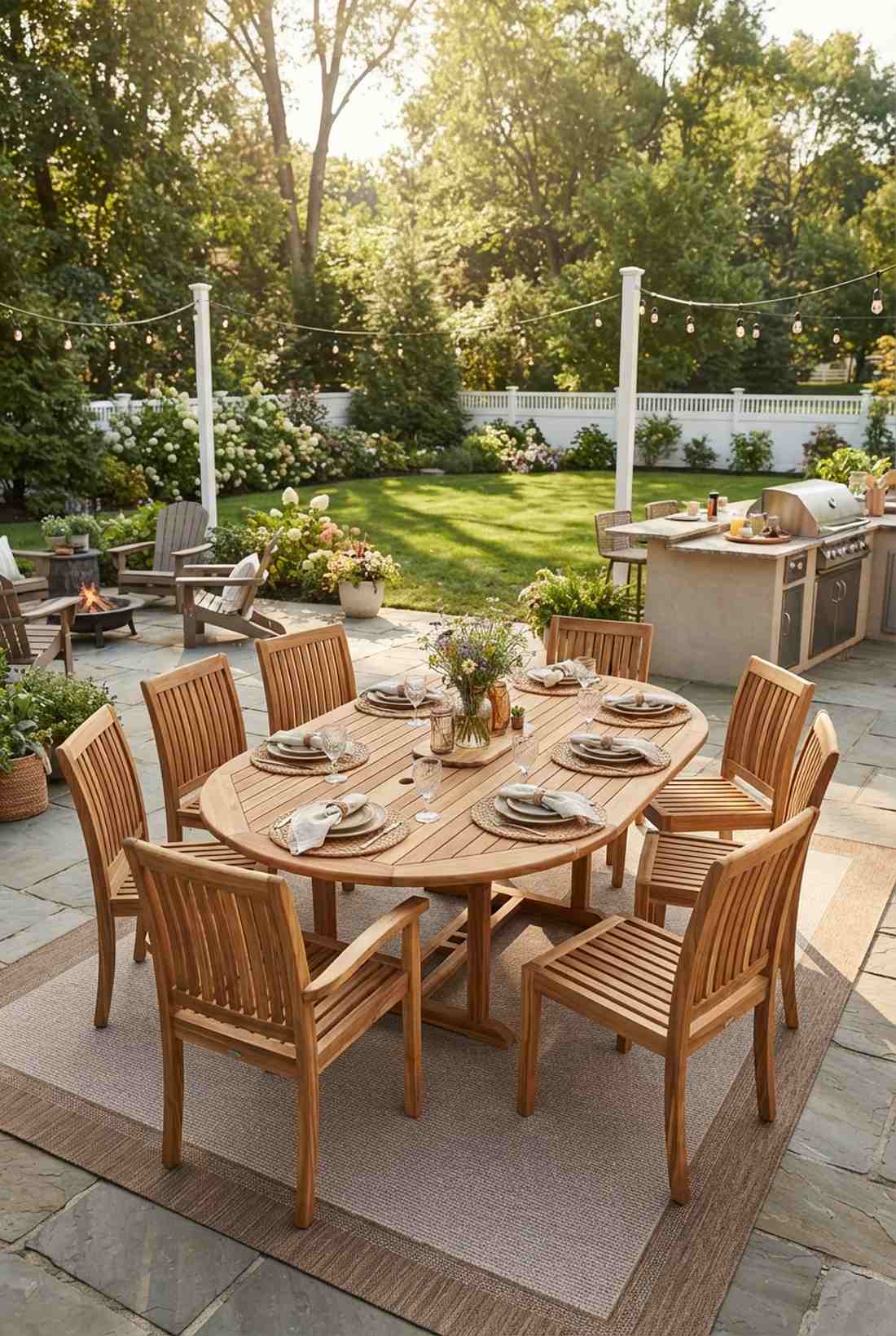 eucalyptus wood oval dining ensemble