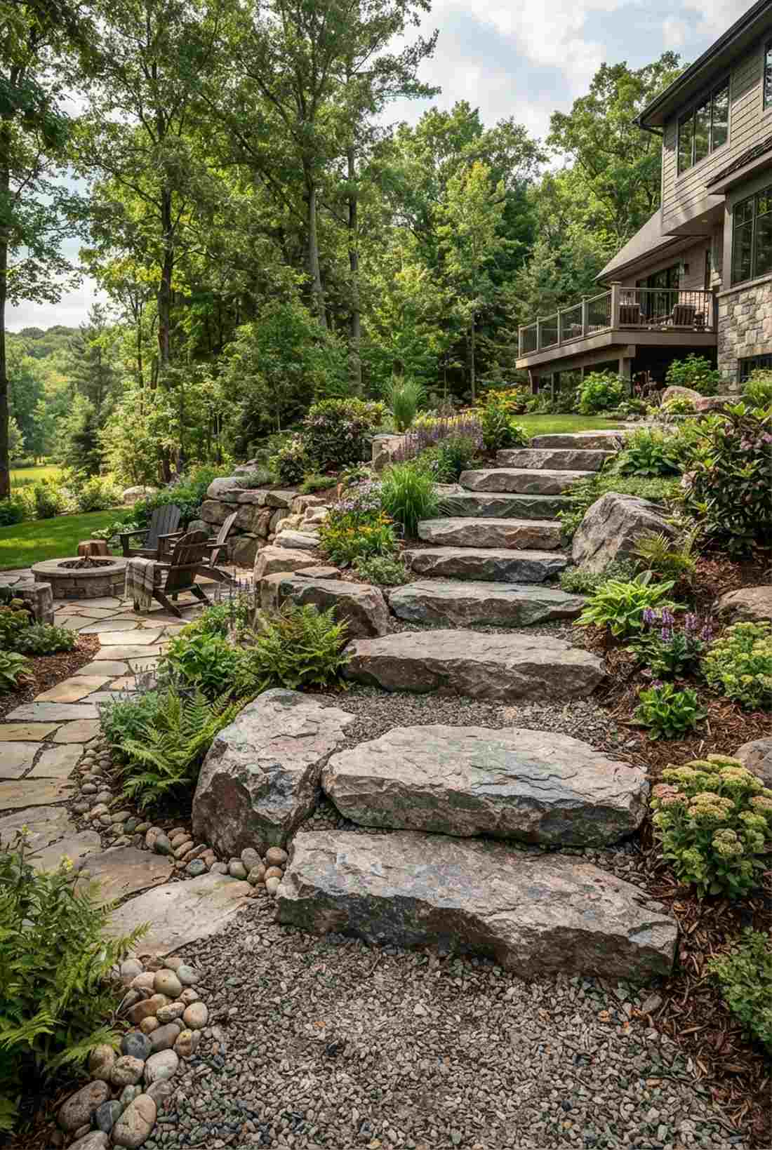 granite boulder steps