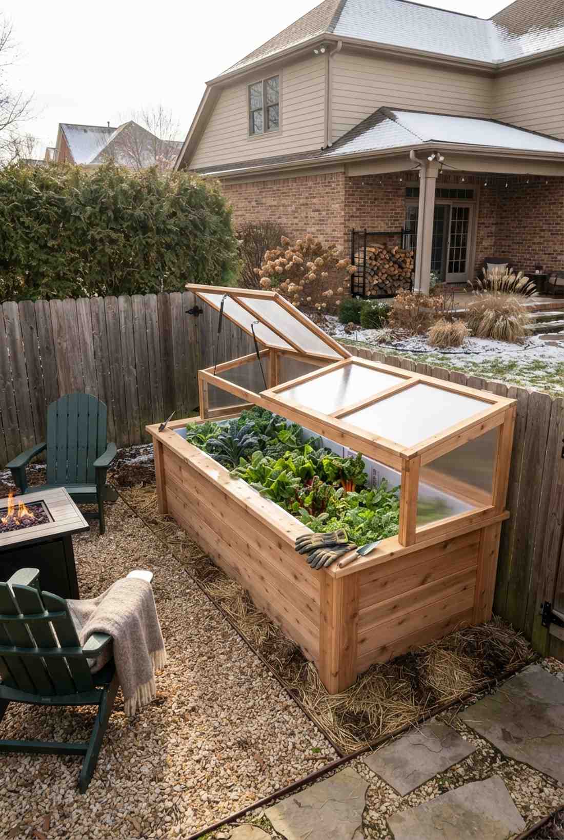 insulated winter bed with cold frame attachment