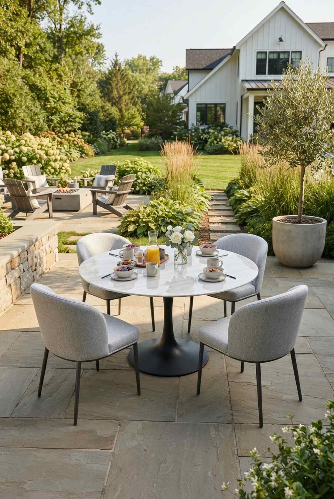 marble composite pedestal dining
