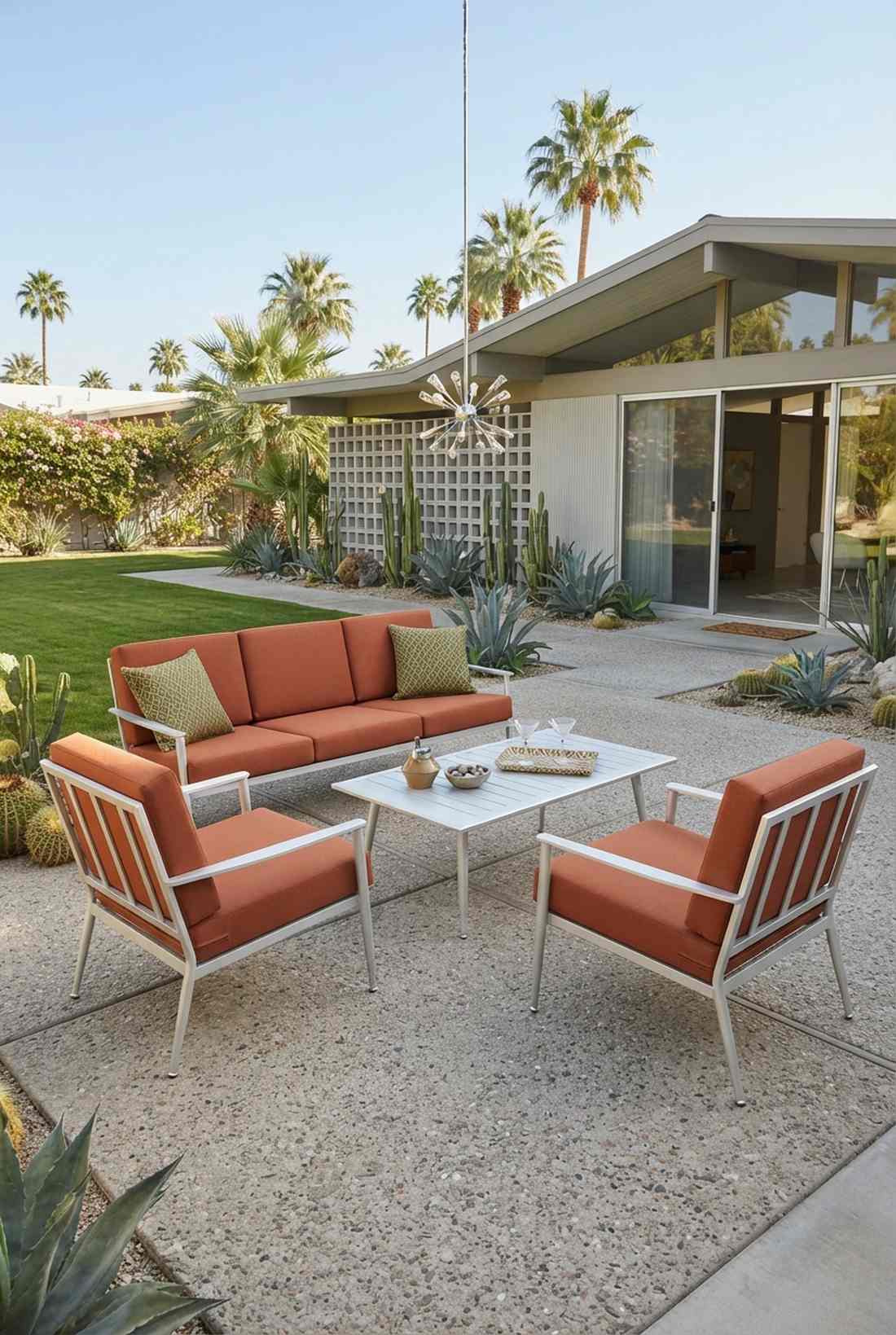 mid century aluminum conversation set