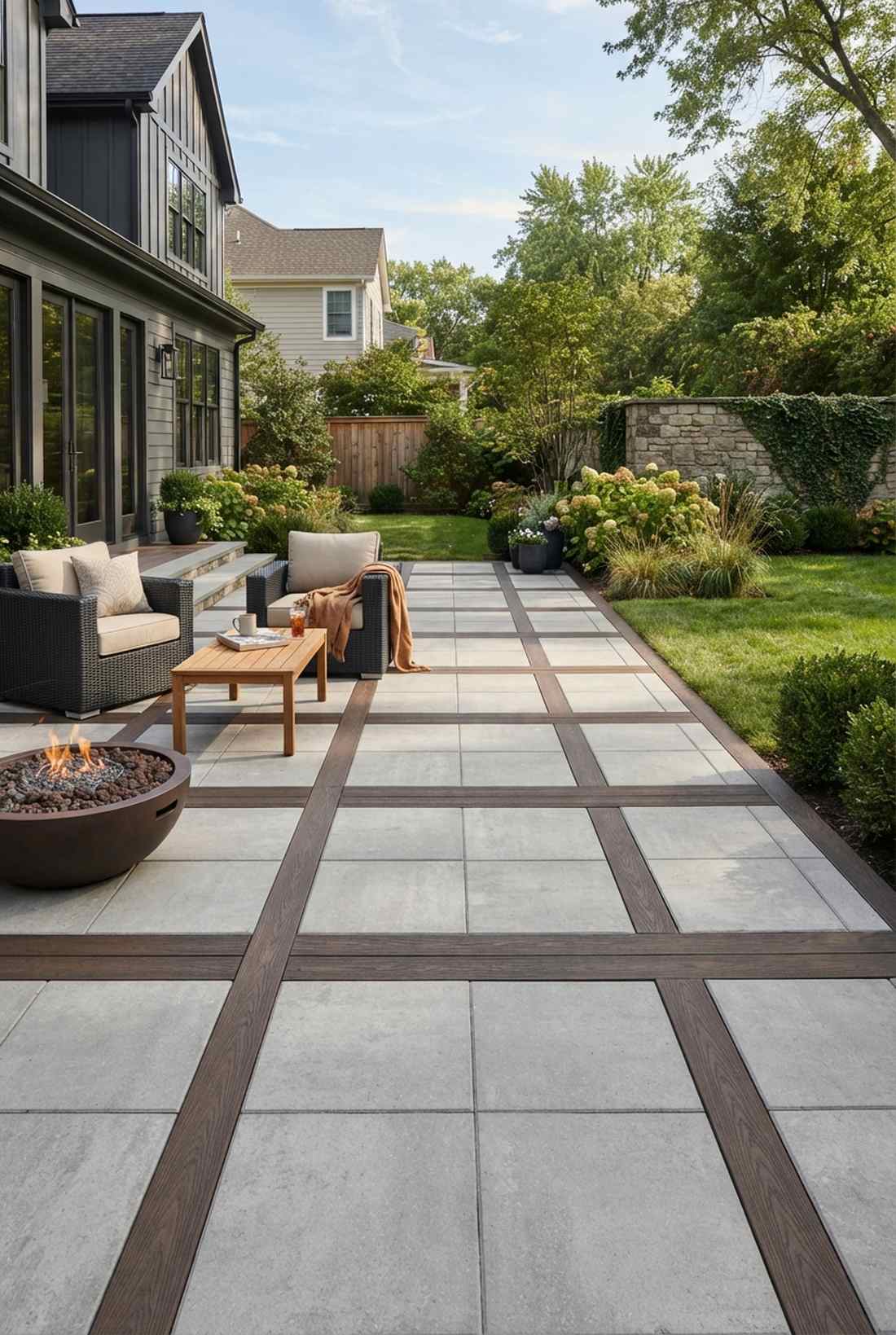pavers with composite deck strips