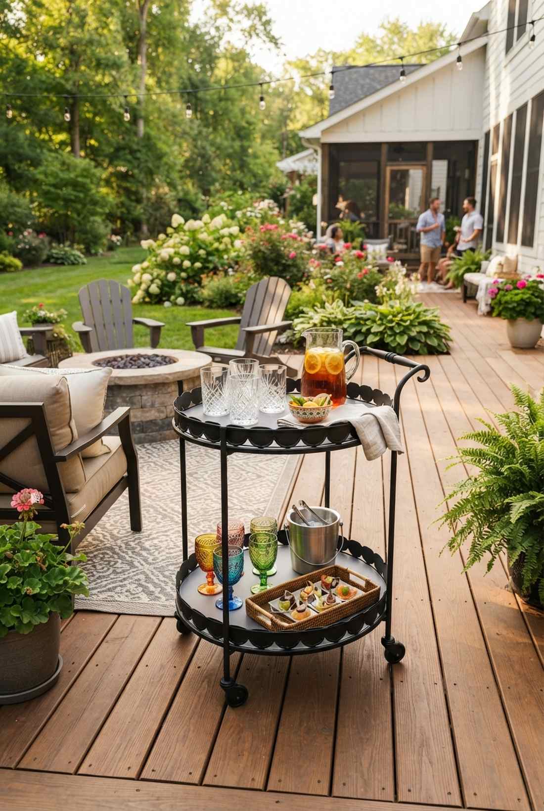 scalloped edge serving cart