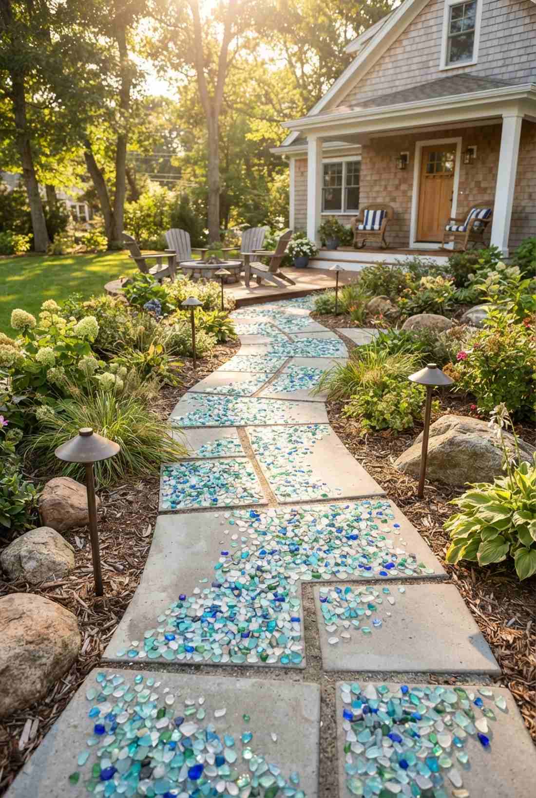 sea glass embedded pavers