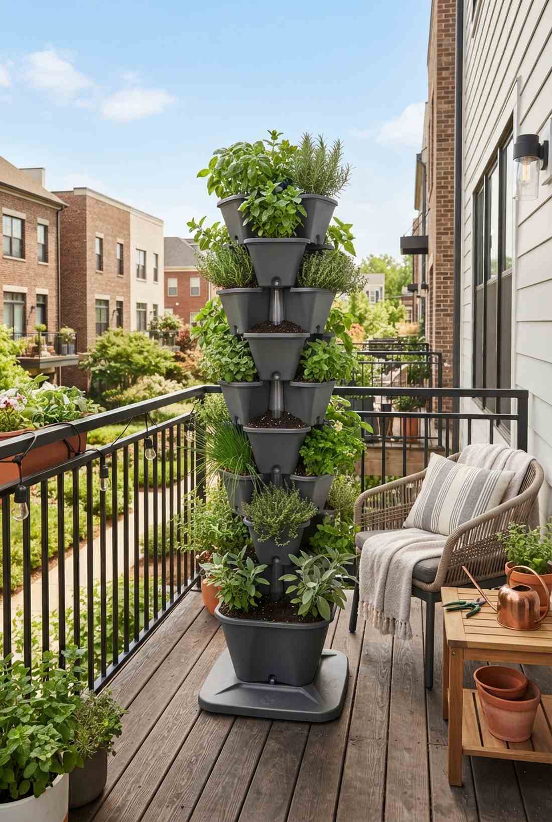 stackable balcony herb towers
