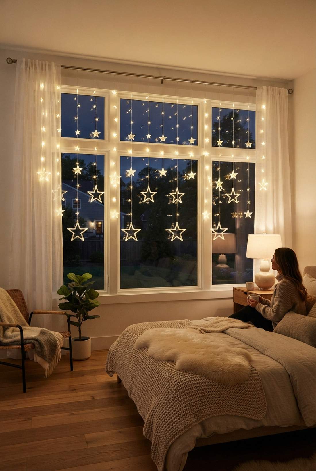 star curtain window display