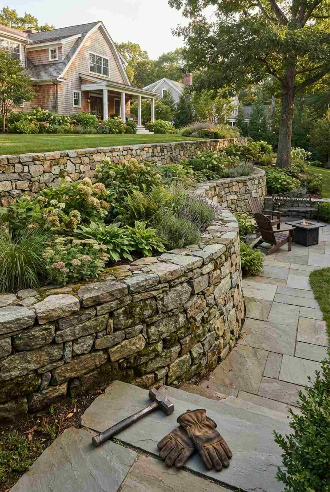 stone armored retaining walls