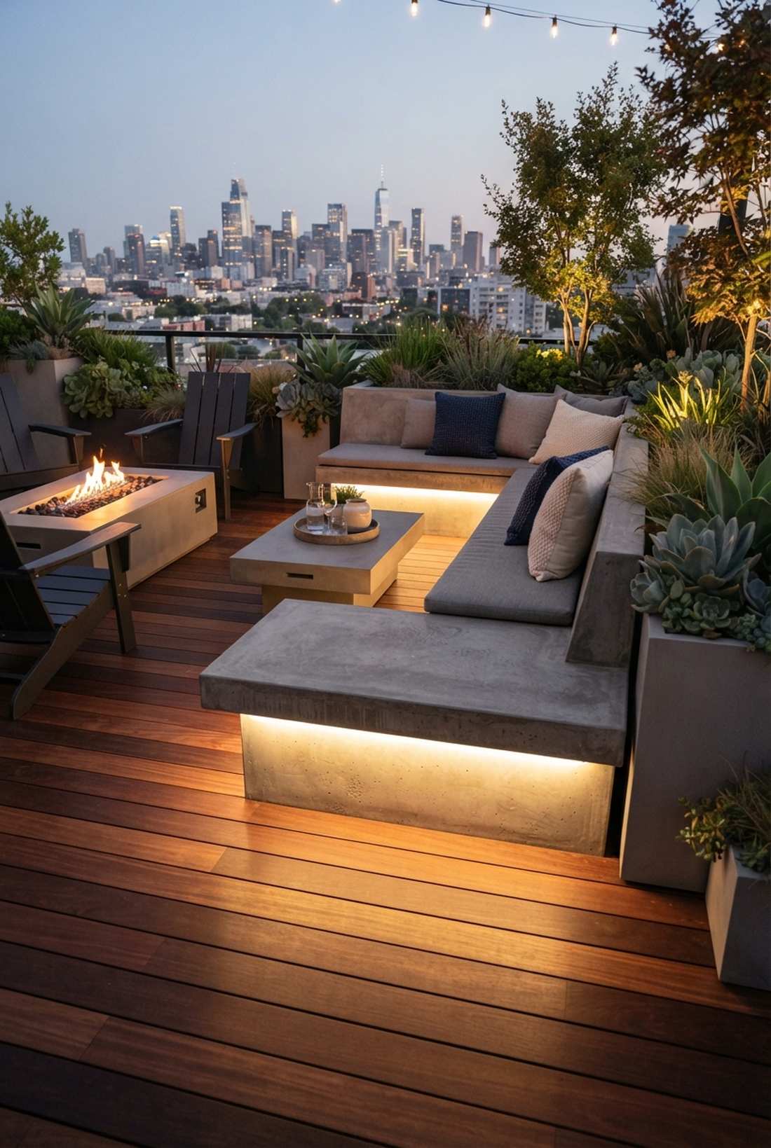 strip lighting under built in benches