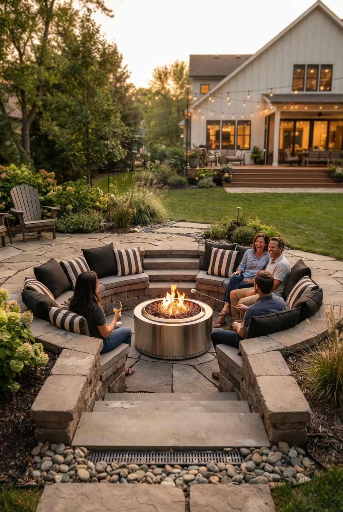 sunken fire pit lounge
