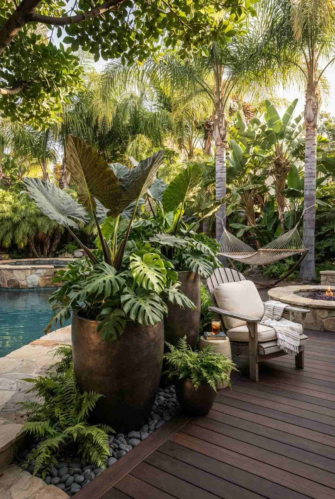 bold tropical foliage display