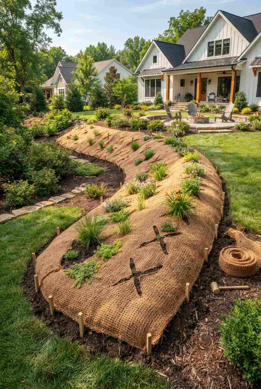 coir mat wrapped berms