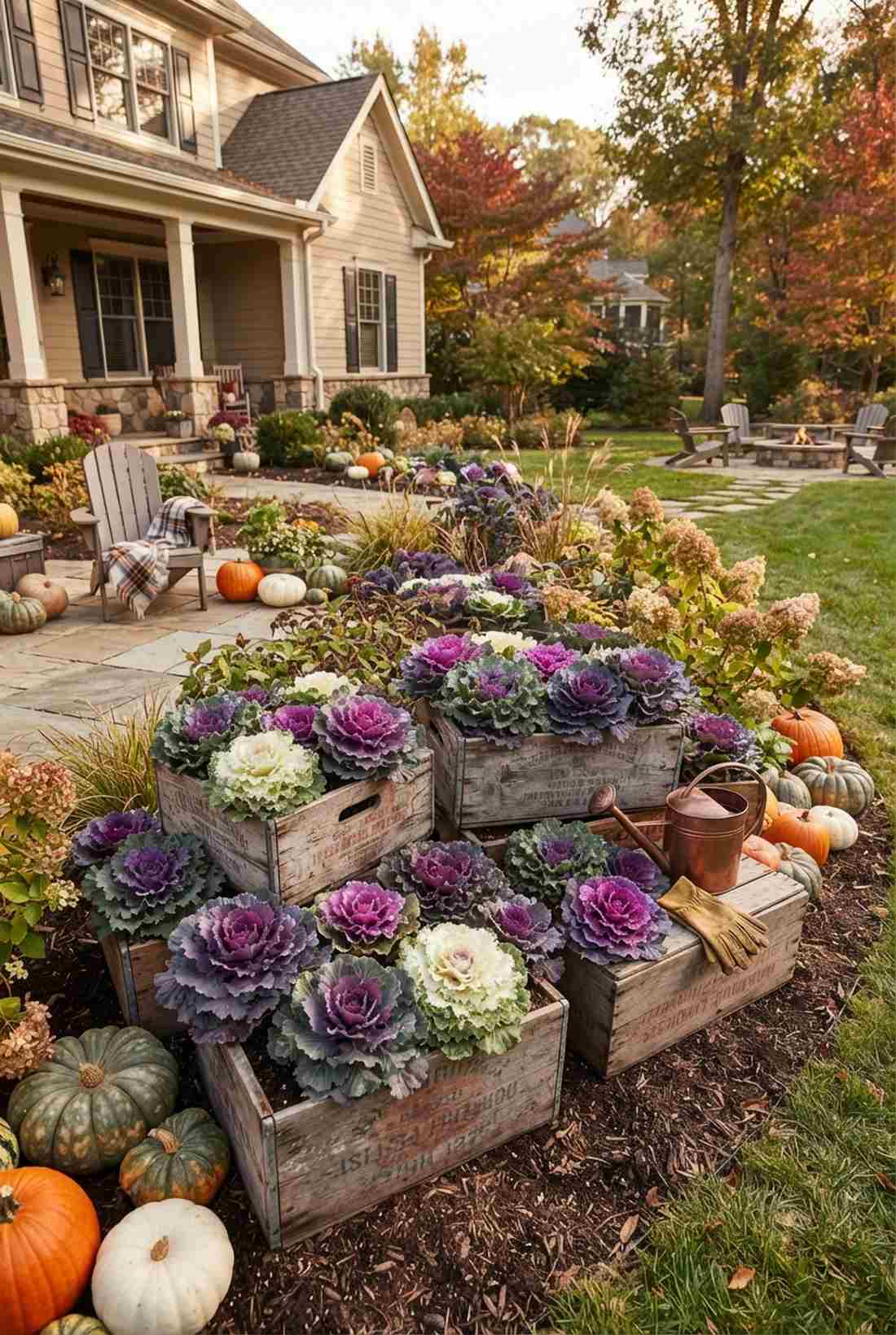 decorative cabbage and kale plantings
