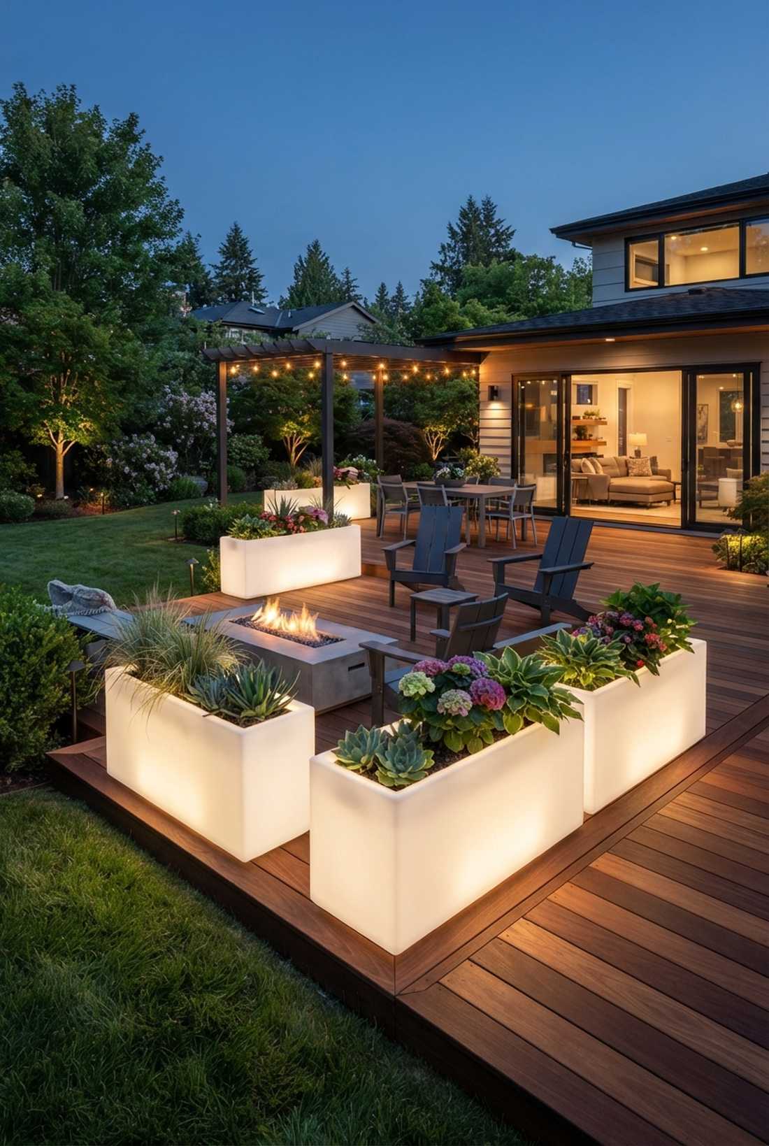 illuminated planter boxes with integrated leds