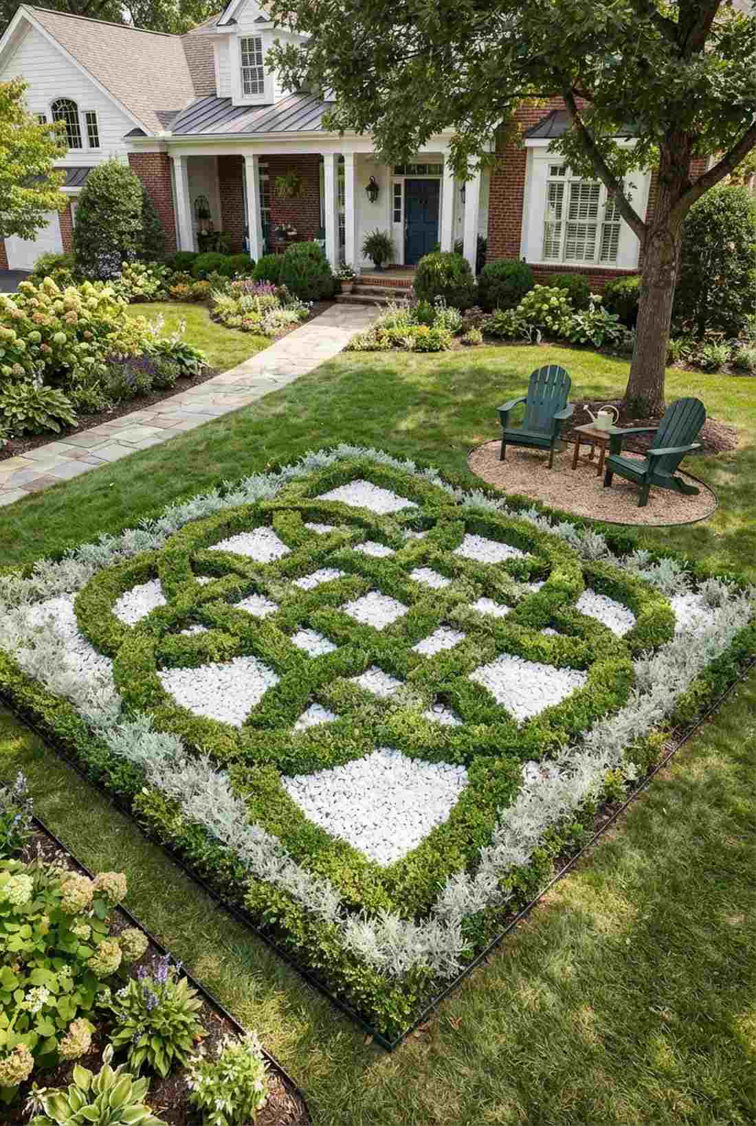 interlaced boxwood knot patterns