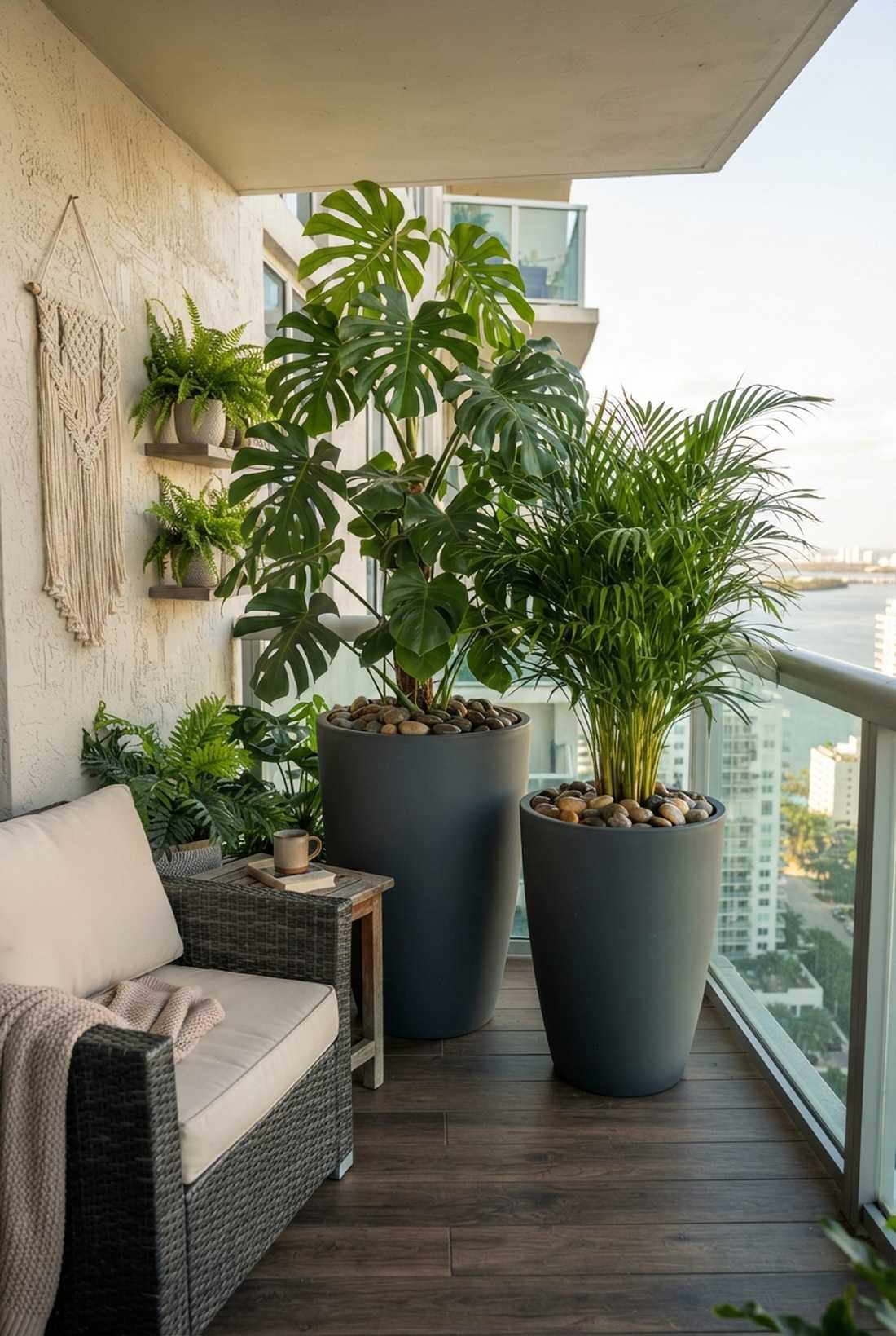 monstera and palm corner