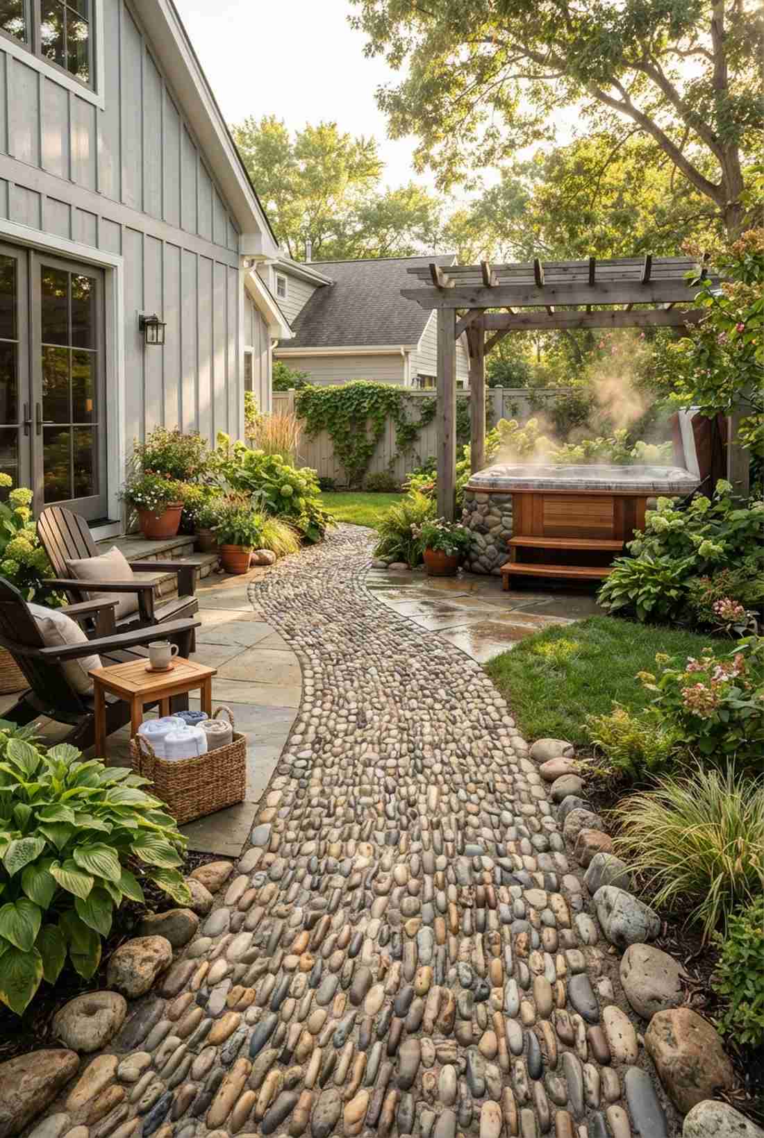 river stone textured pathway