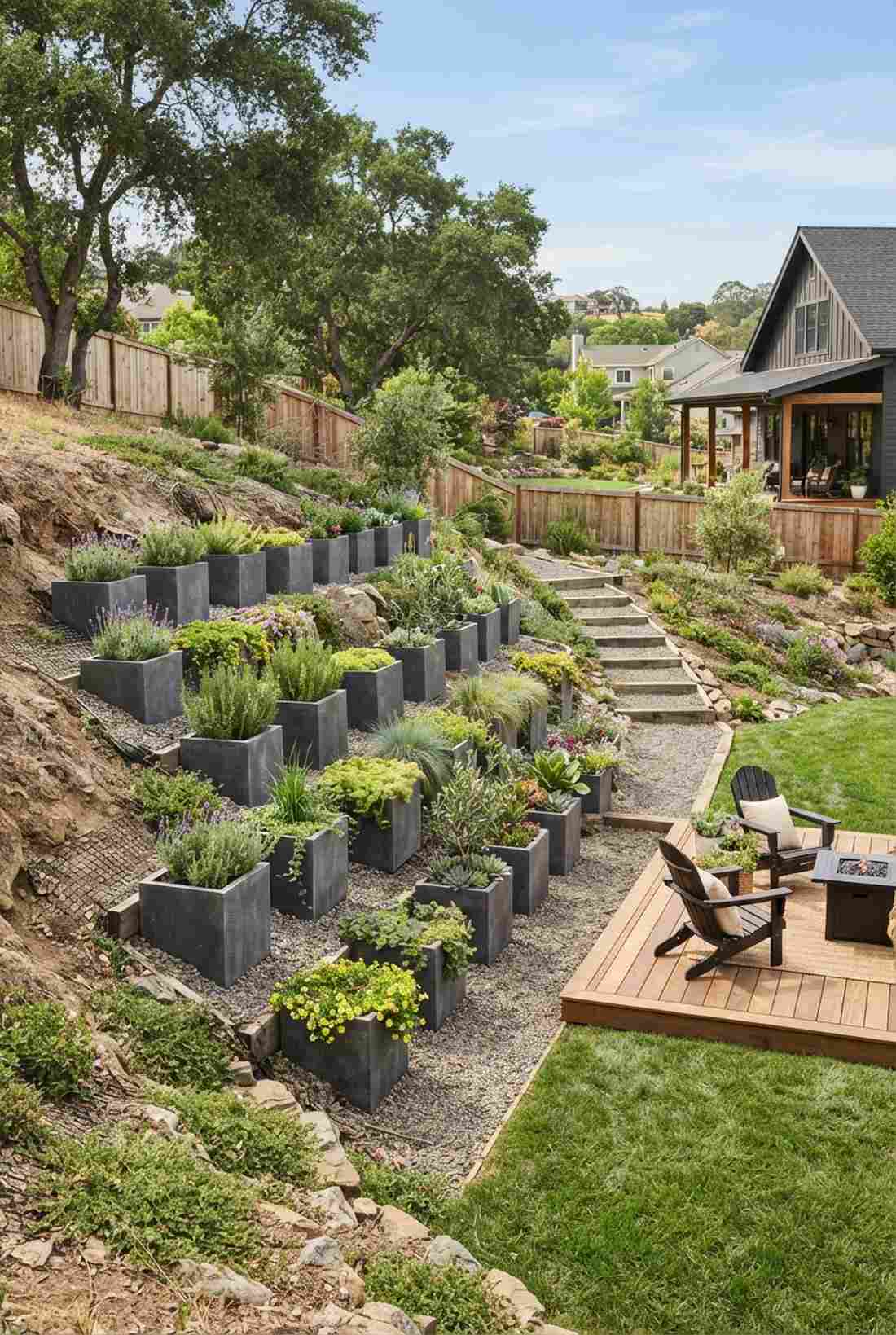 stair step container terracing