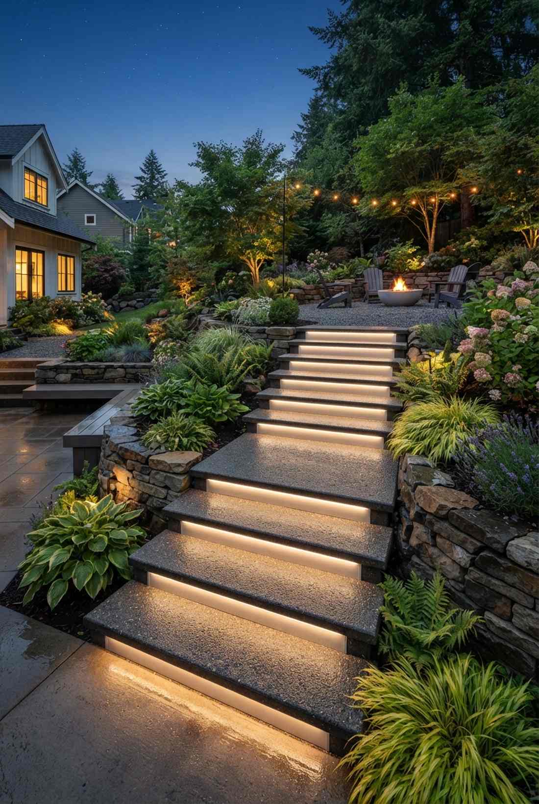 step integrated ground lighting