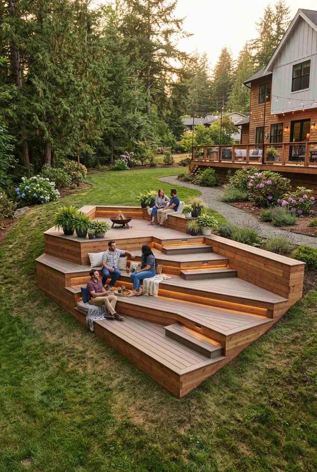 stepped multi level bench
