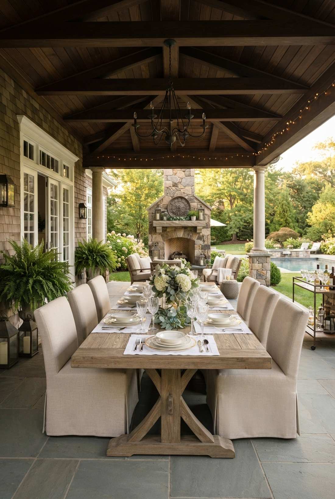 trestle table with parsons chairs