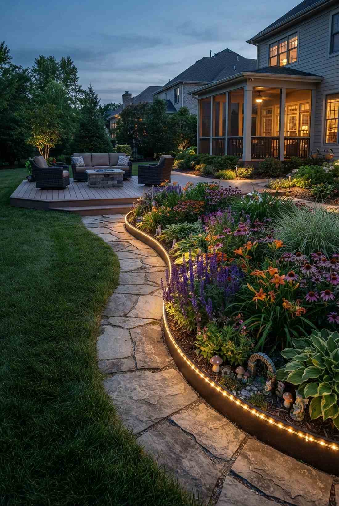 flower bed border glow
