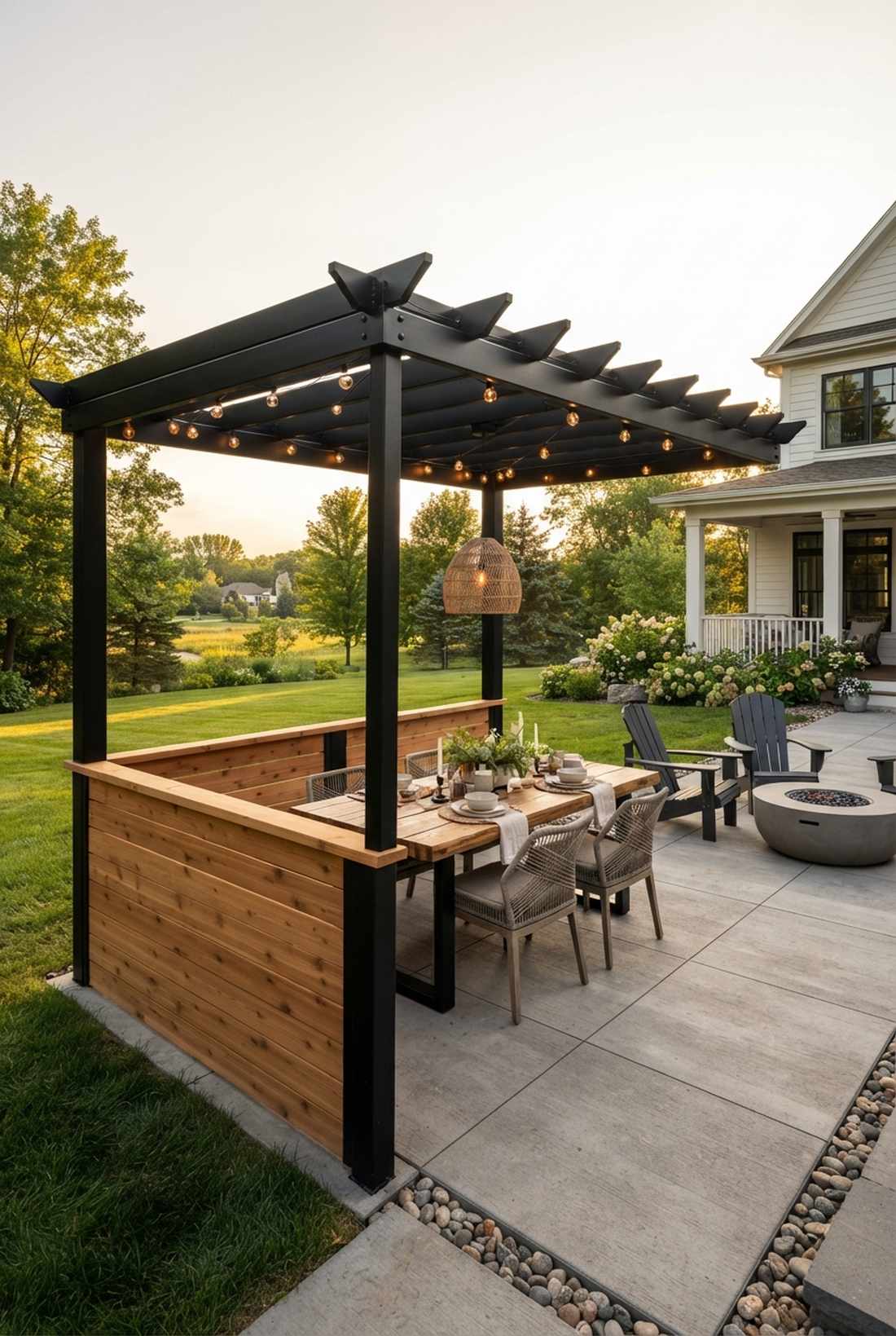 half height fence with pergola