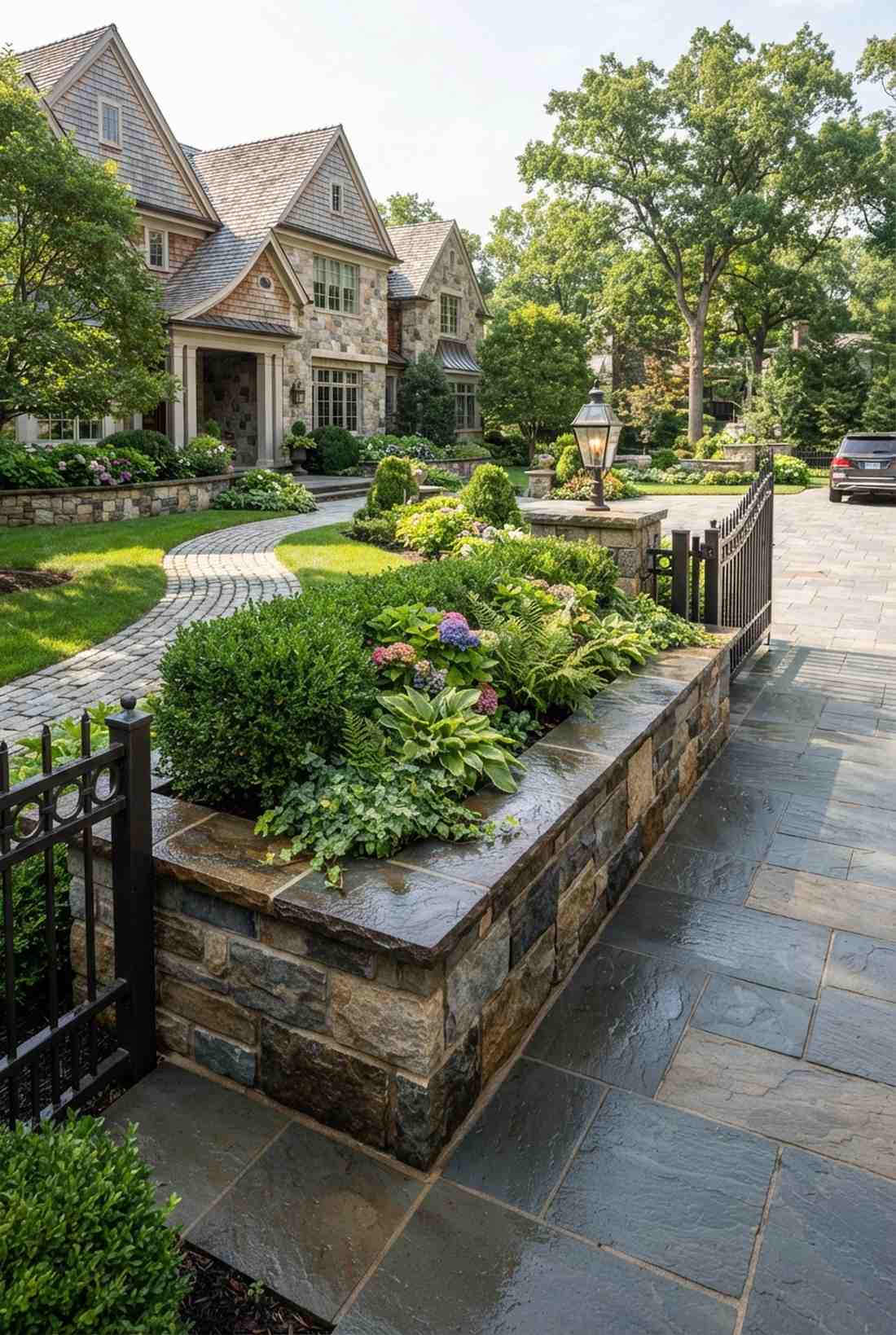 mortared flagstone formal rectangle