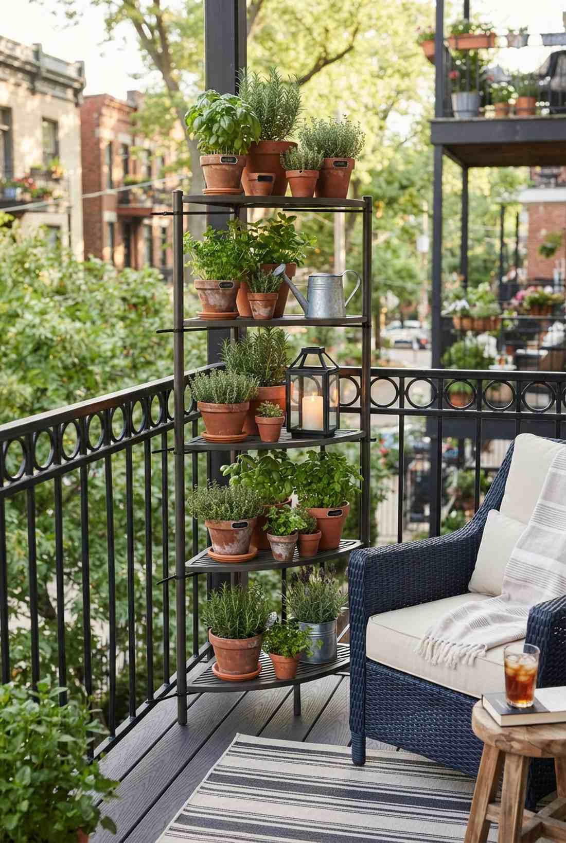 narrow corner shelf herb nook