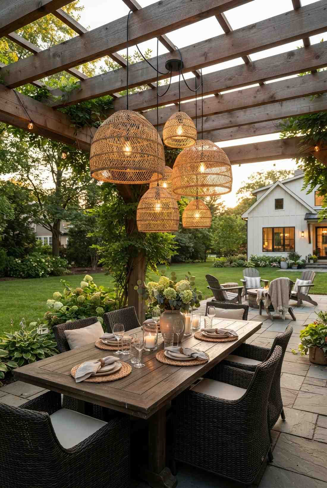 pendant fixtures under pergola structures