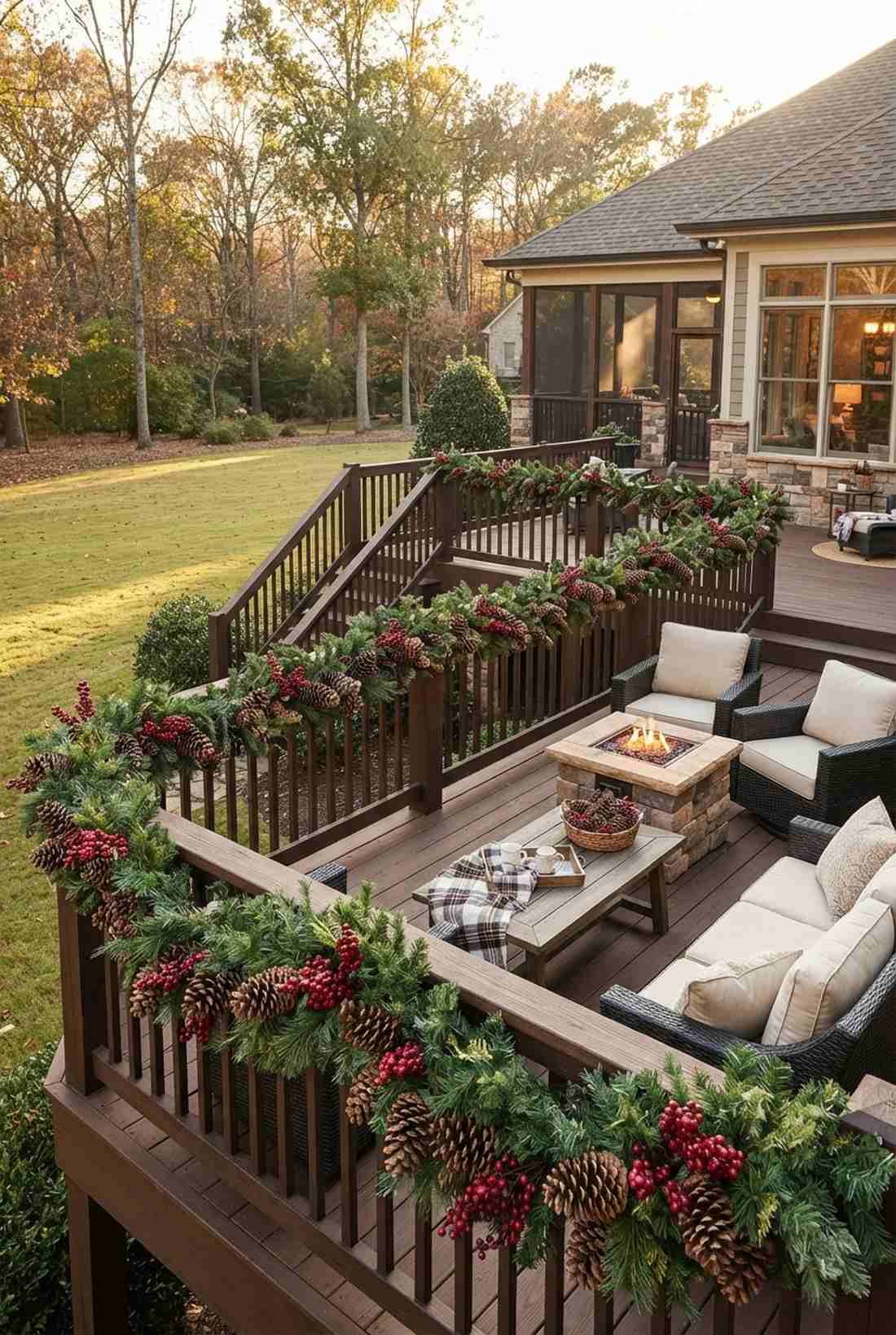pinecone and berry garland