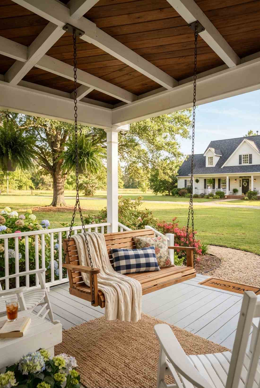 porch swing with decorative chains