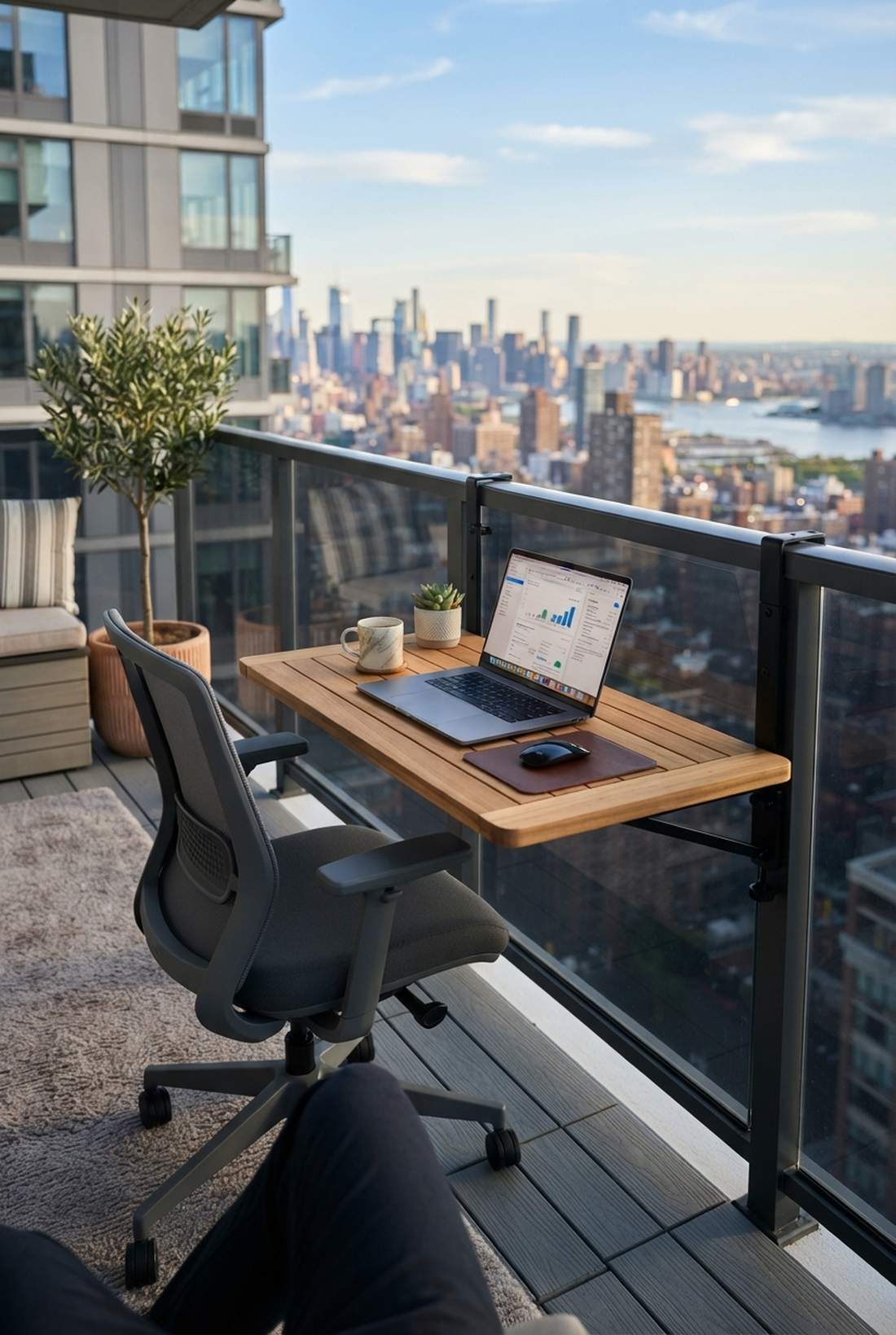 rail mounted folding desk