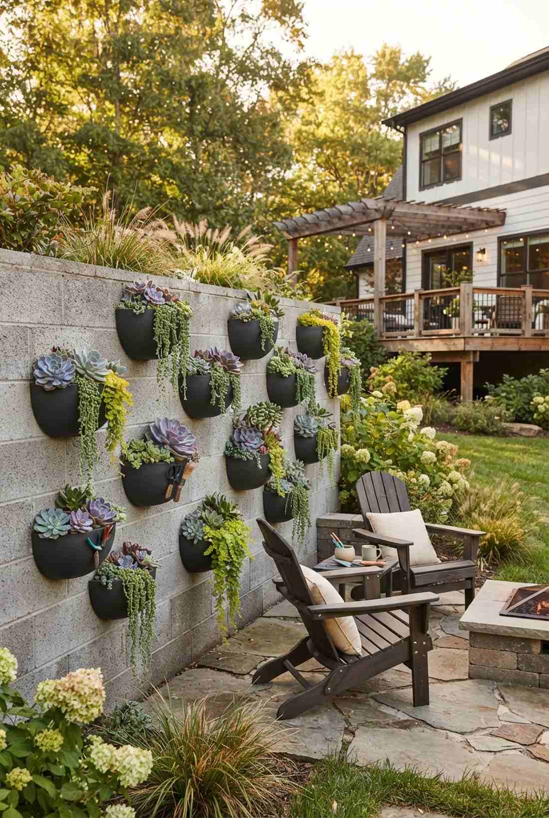 retaining wall shelf pots