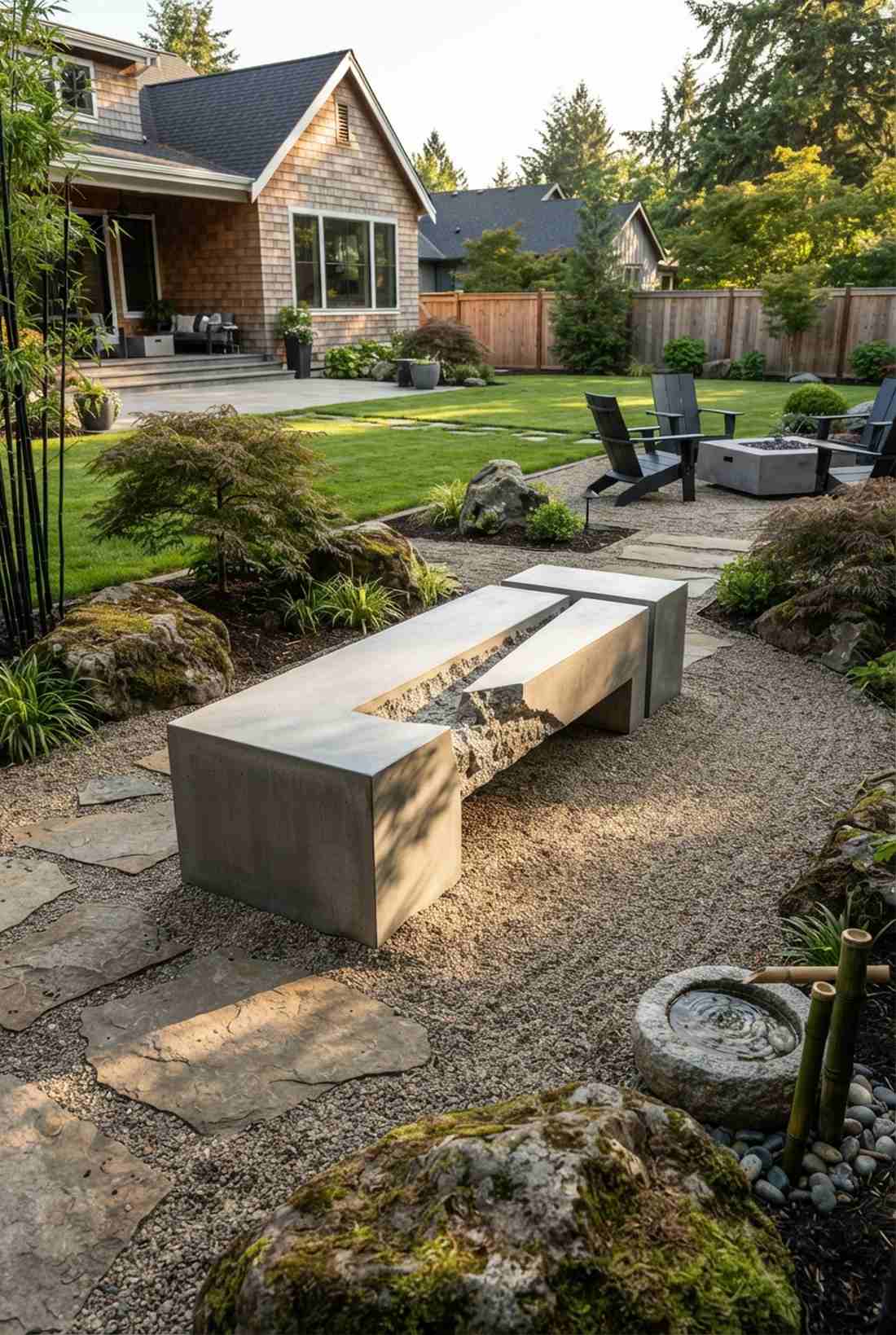 sculptural split block bench
