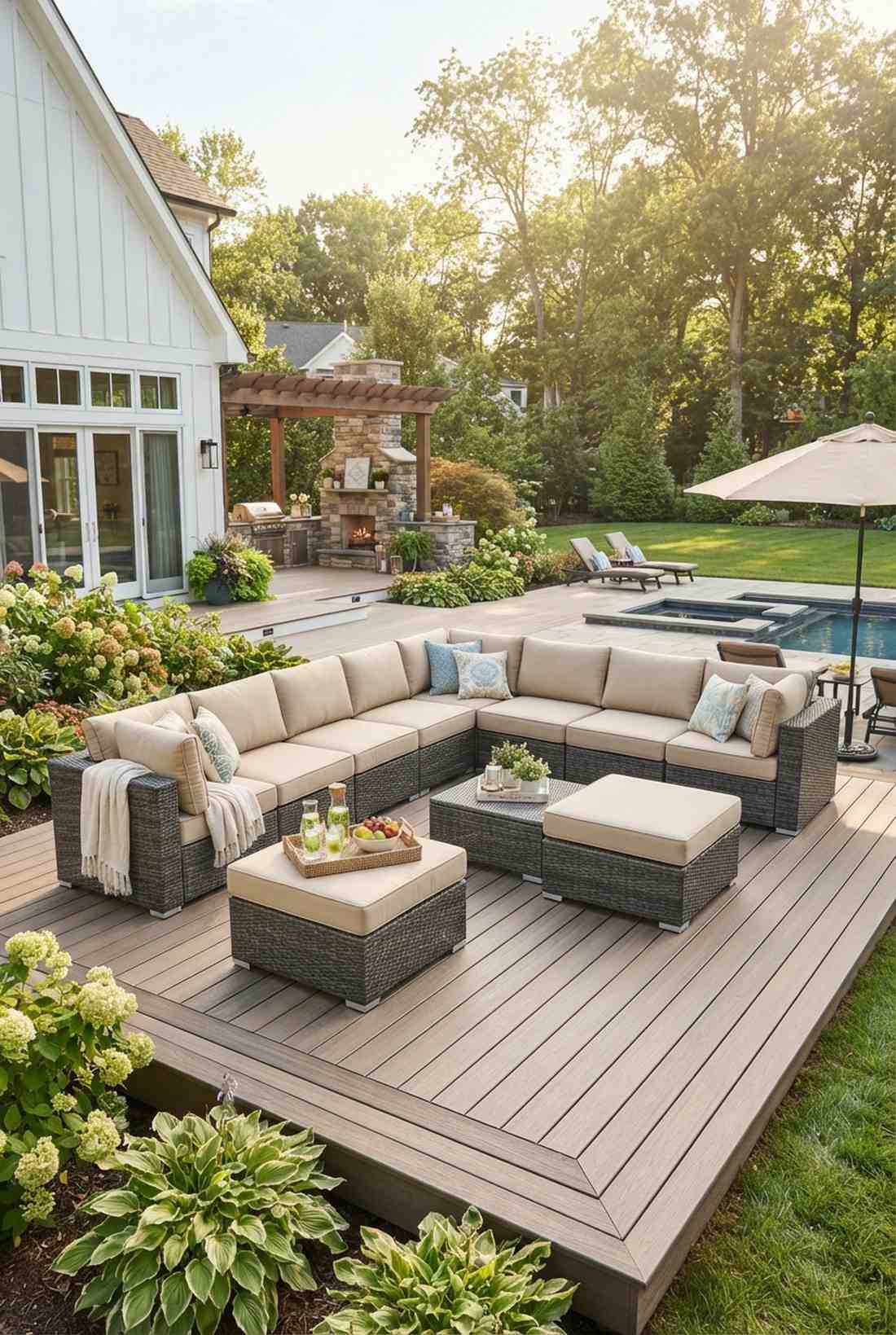 sectional outdoor sofa with movable ottomans