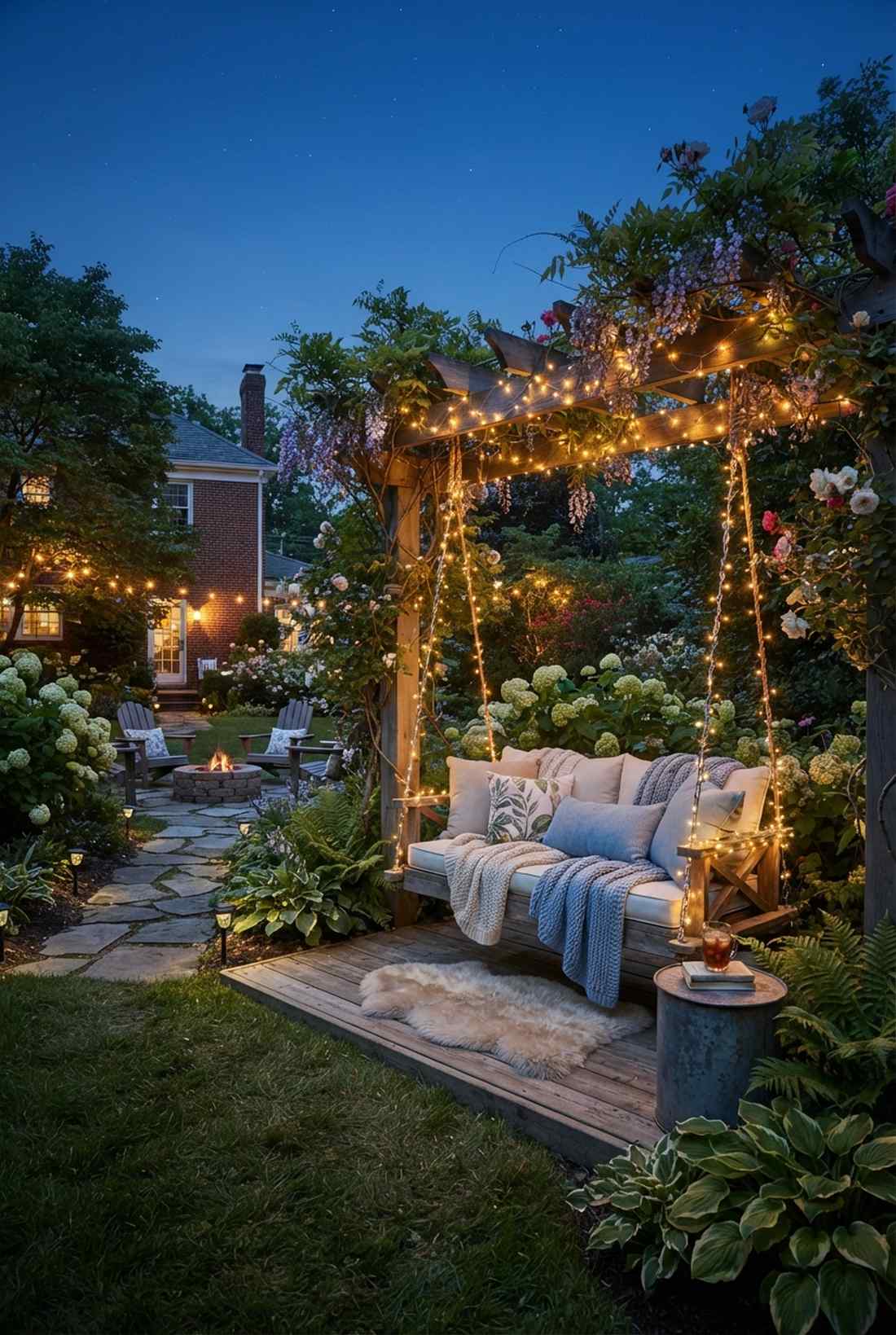 solar garden swing lighting
