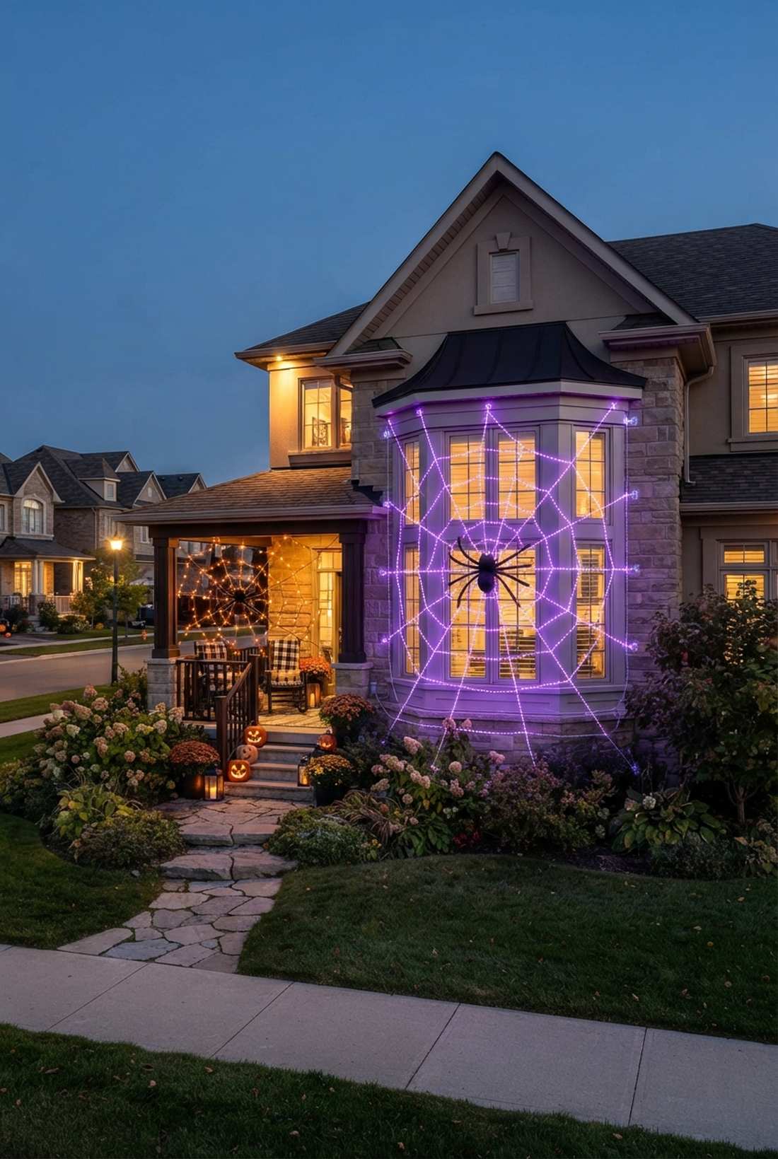 spider web led net lights