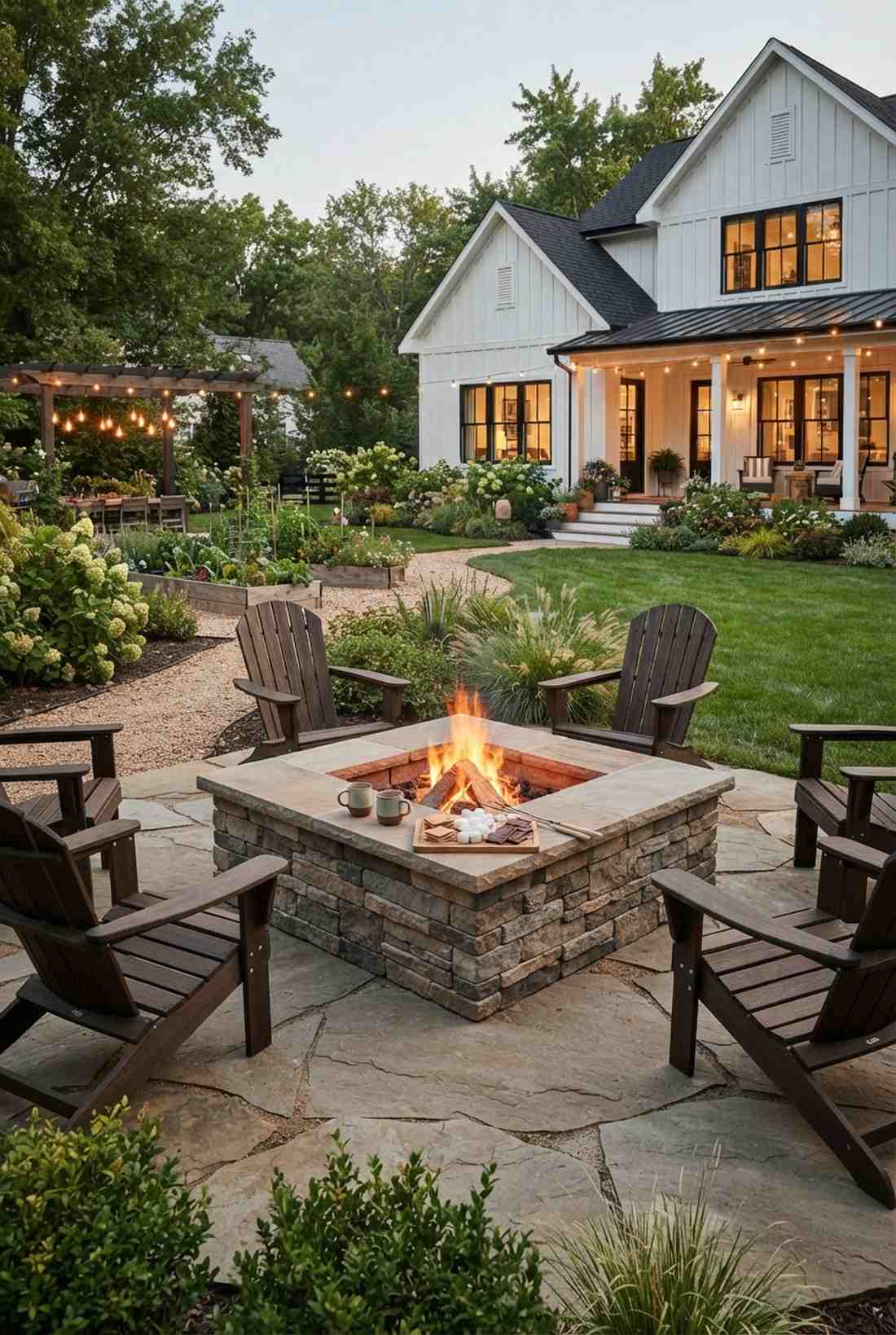 square stone veneer fire pit