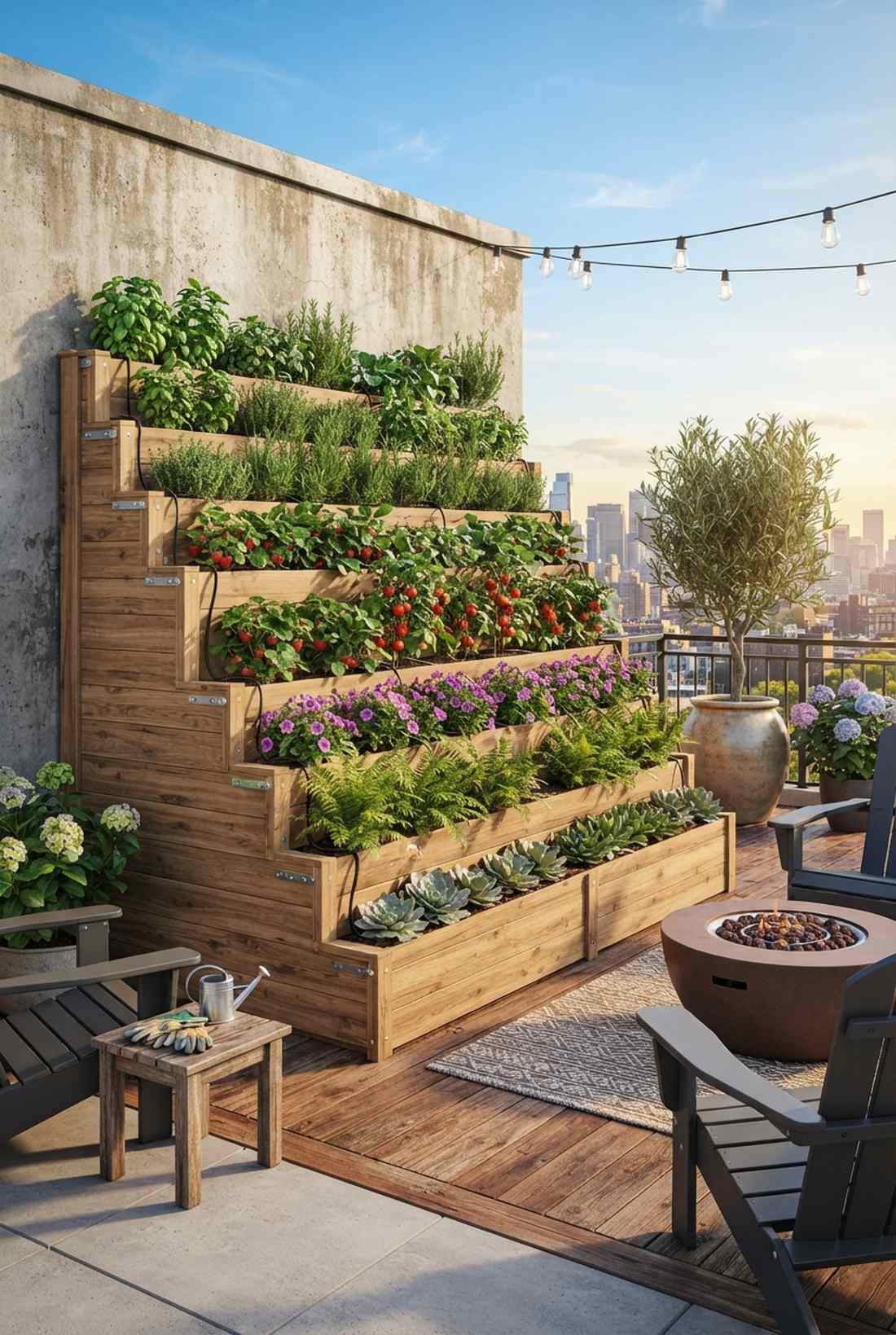 stepped pyramid planter wall