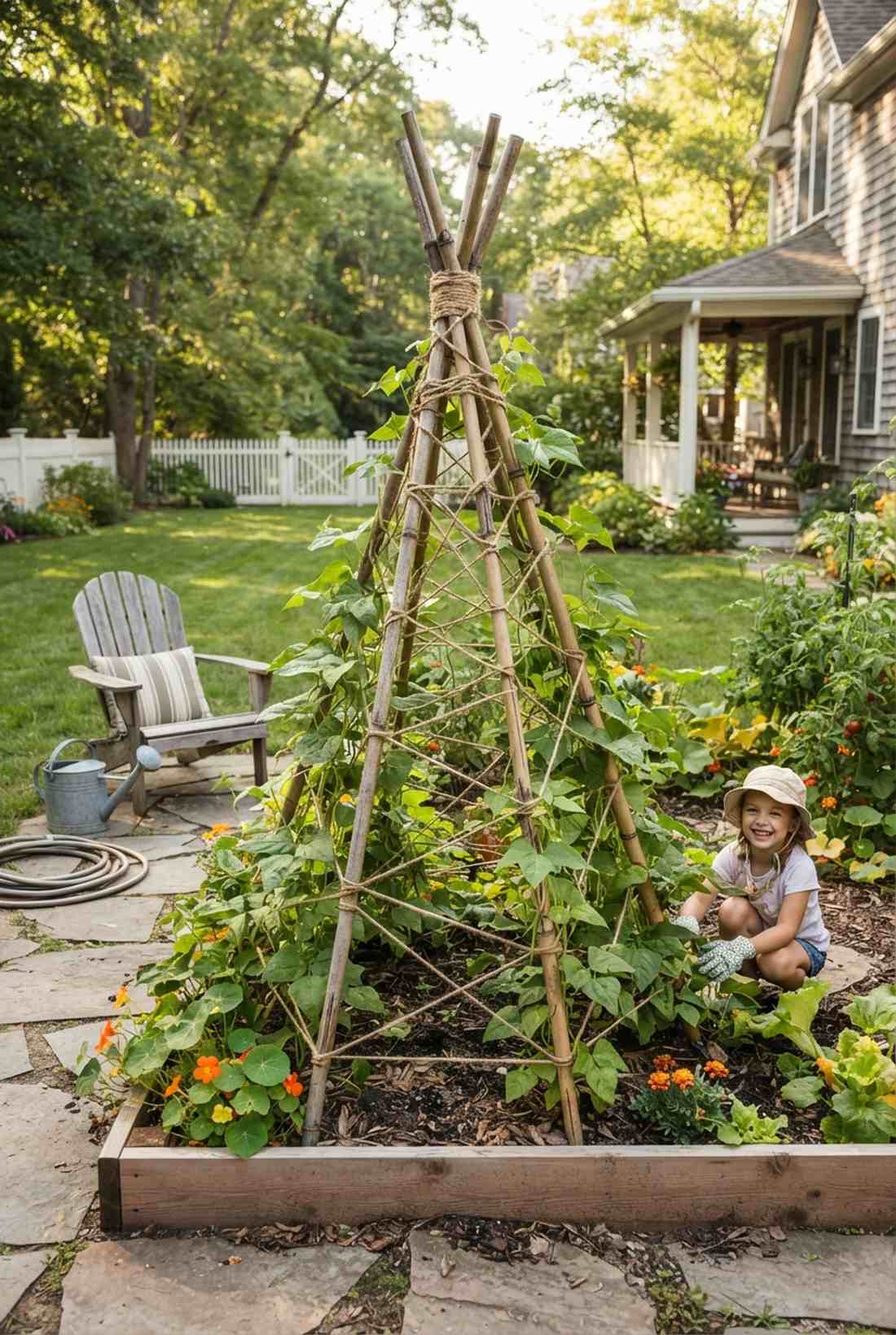 tripod teepee with string web