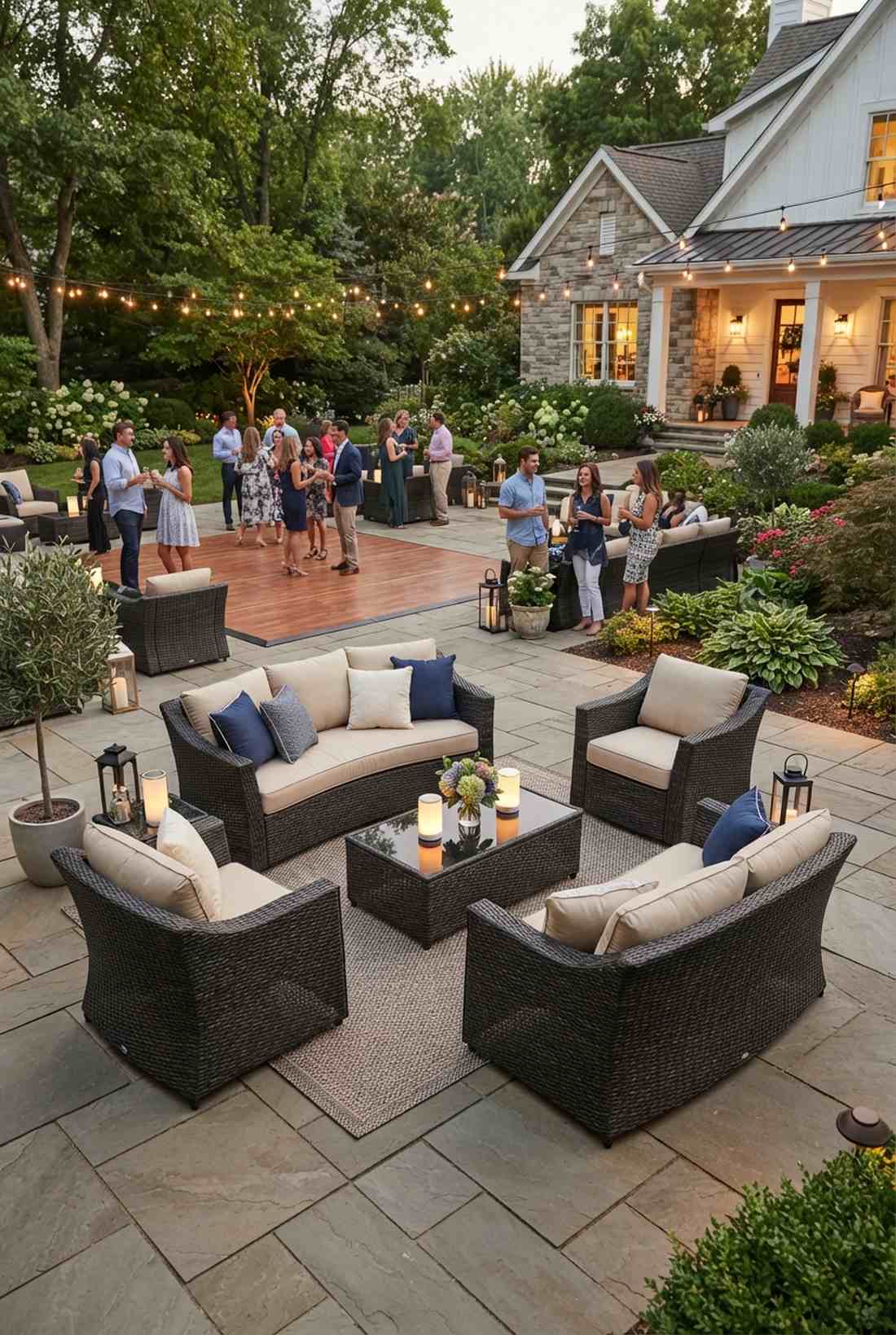 wicker lounge clusters