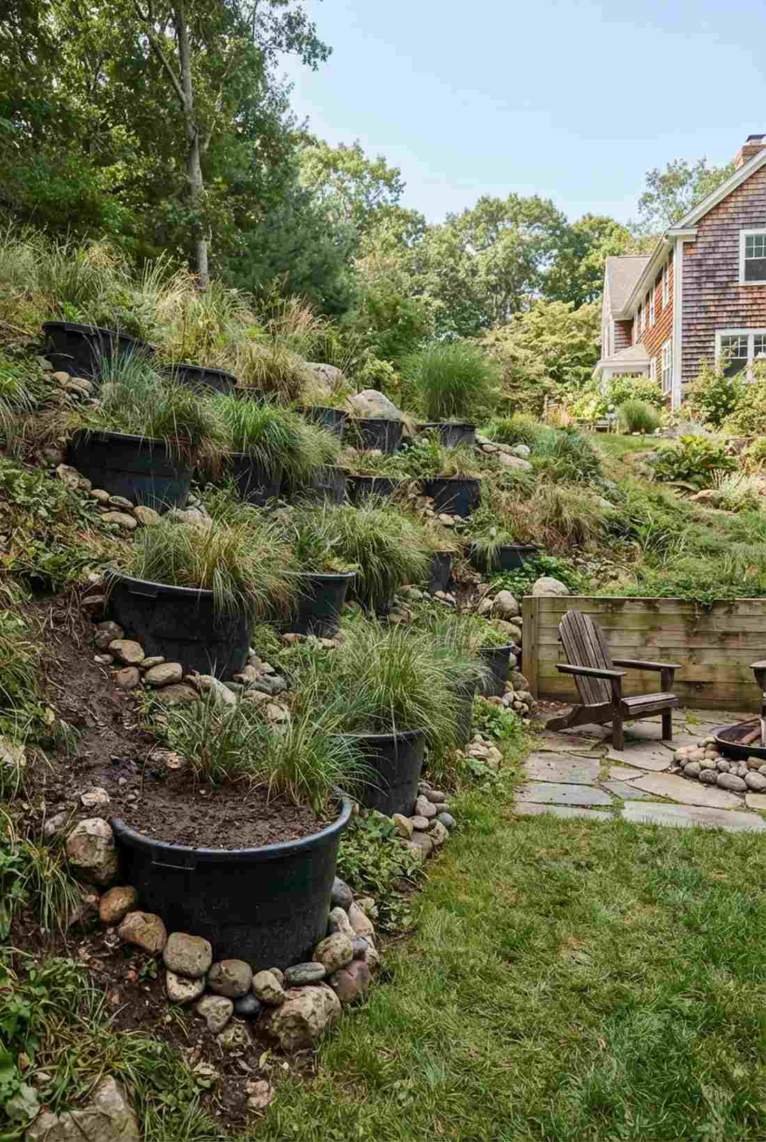 anchored pot slope stabilization