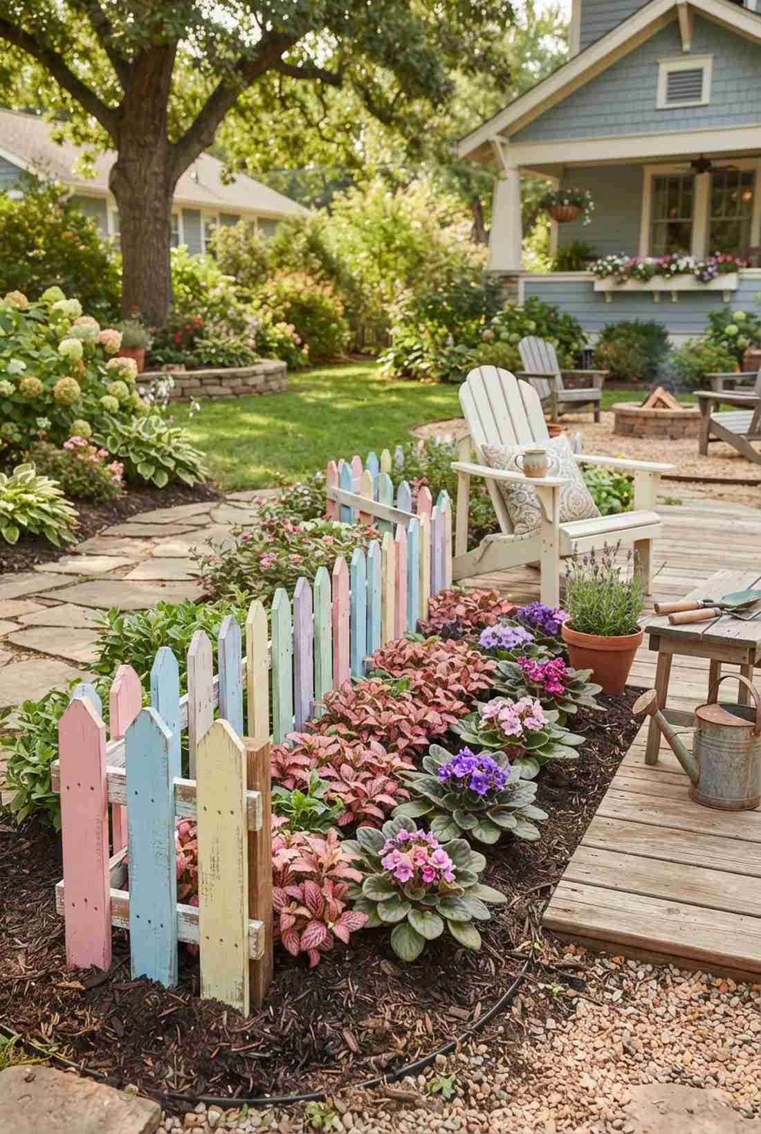 colored painted picket fences