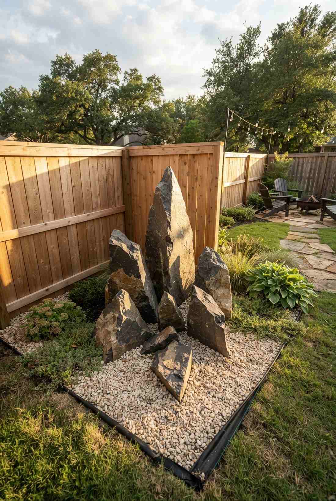 corner stone arrangement with shadow play