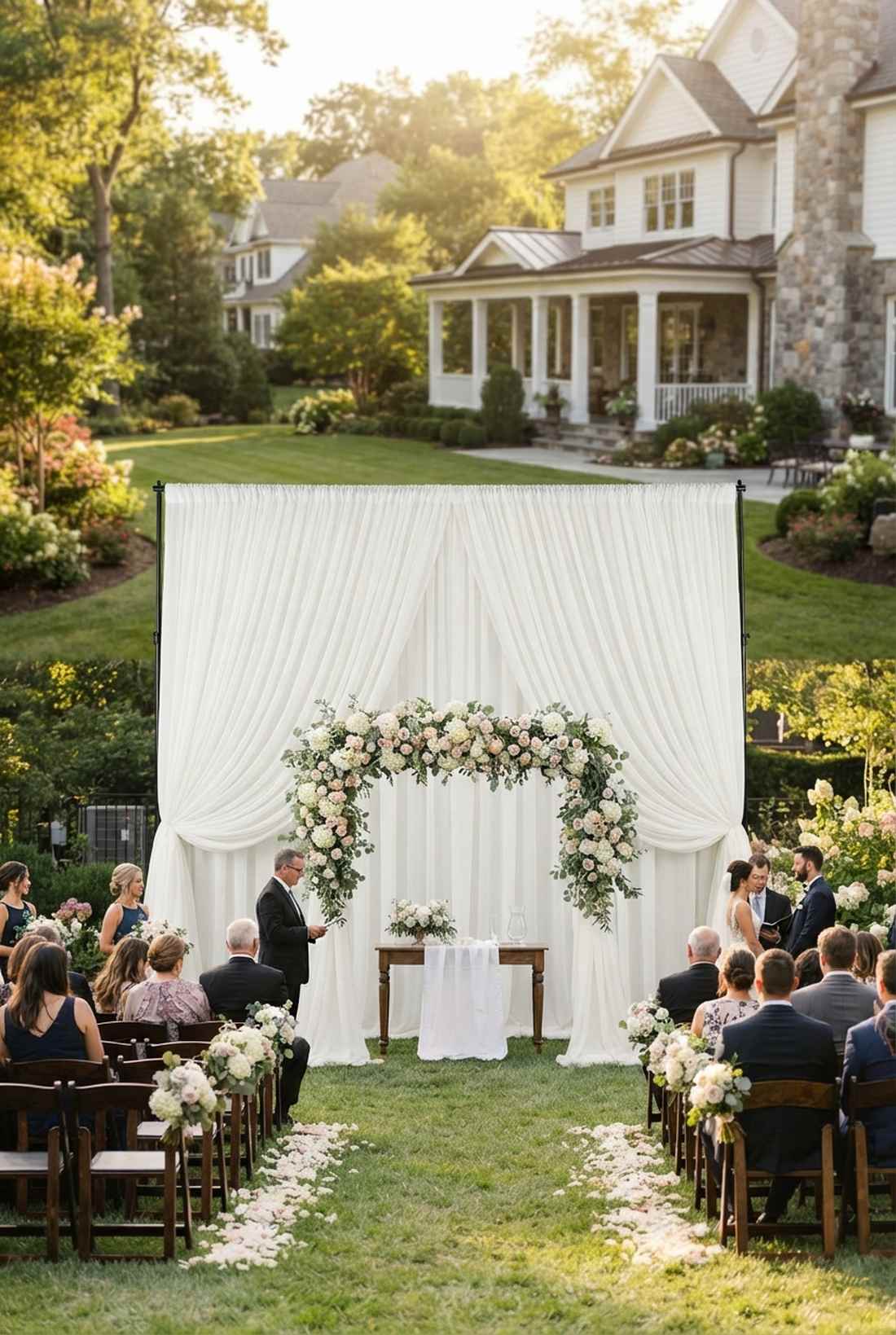 draped ceremony backdrop