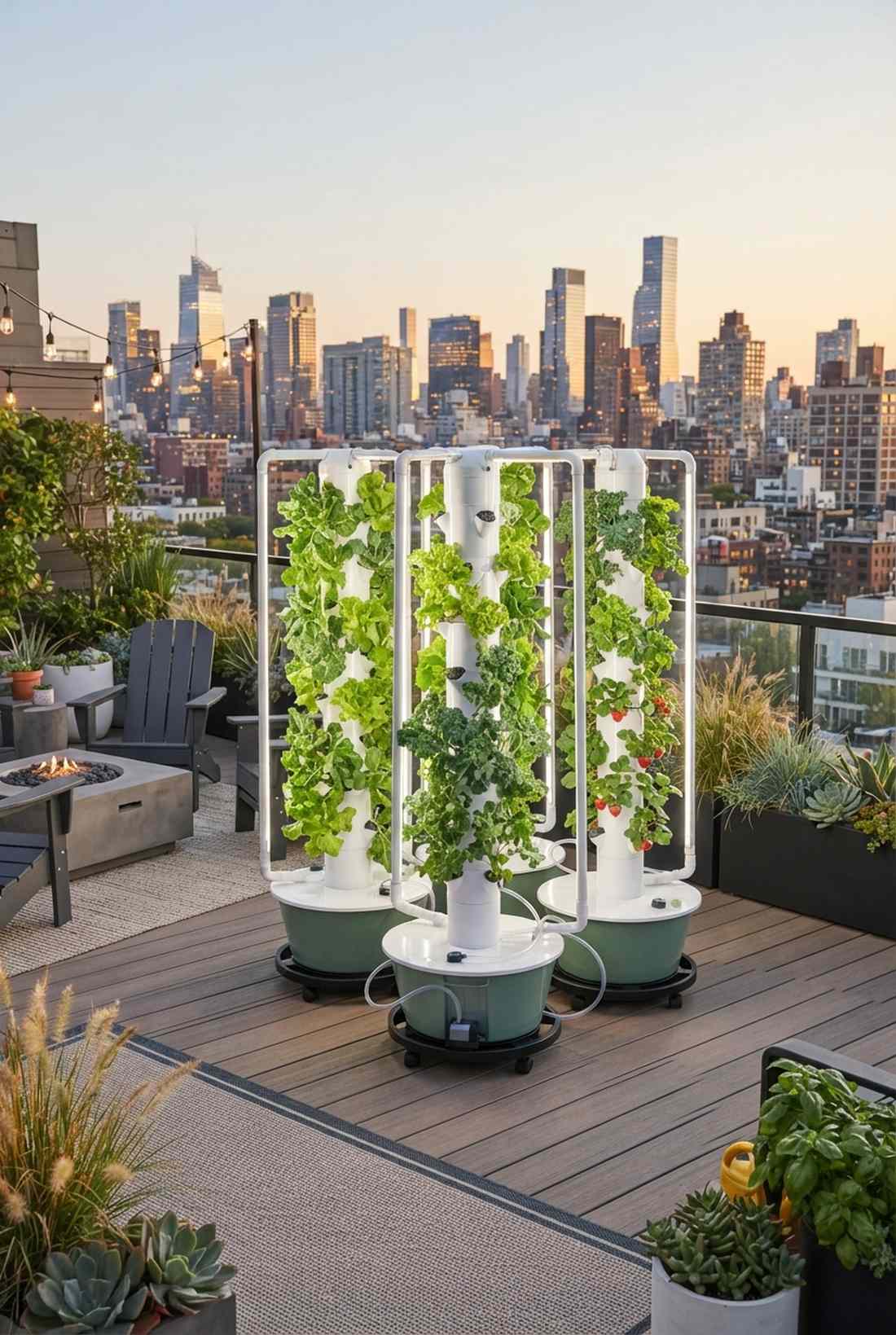 hydroponic tower garden cluster