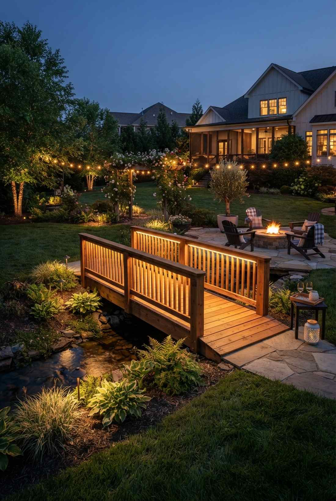 illuminated bridge with integrated lighting