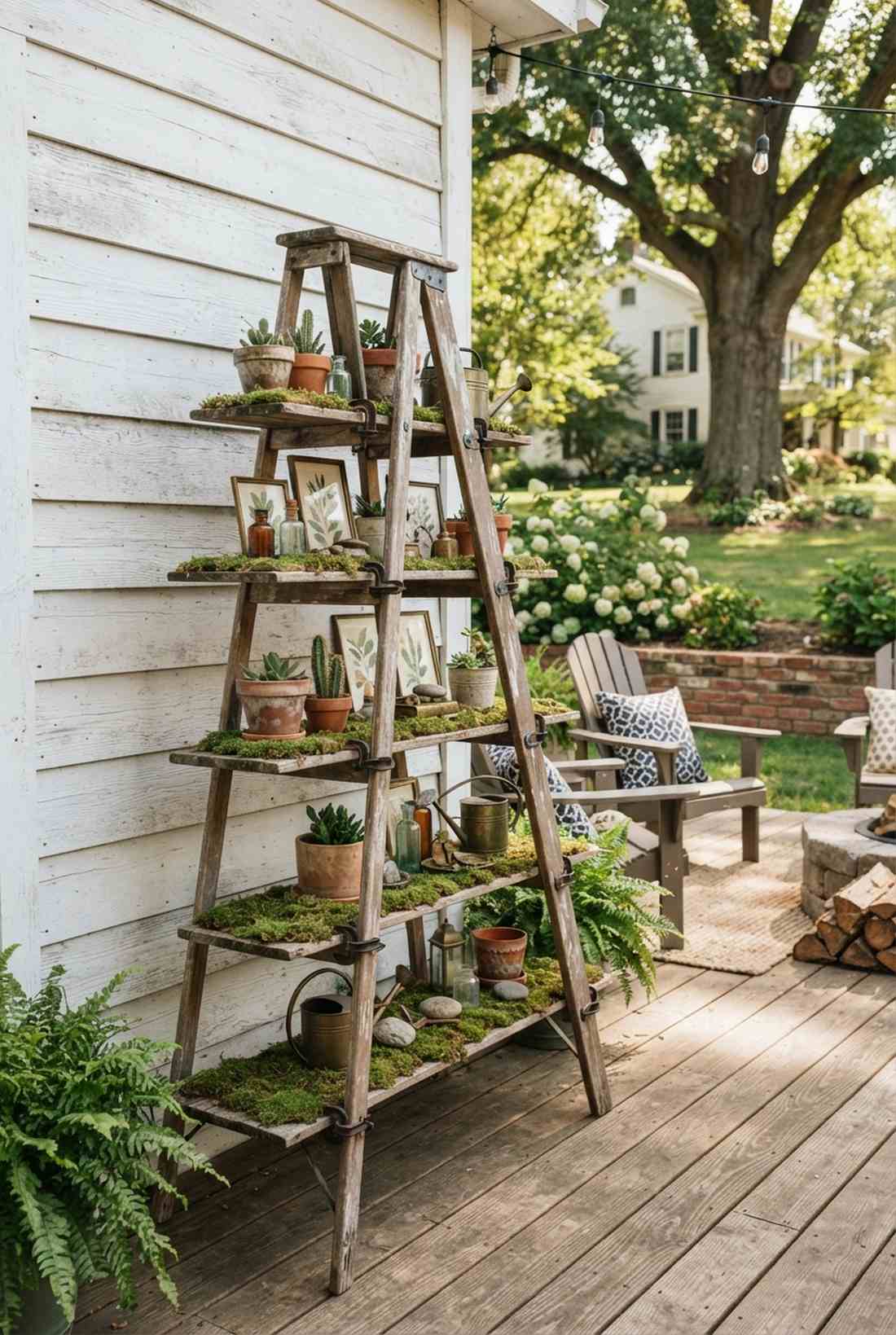 ladder shelf tree display
