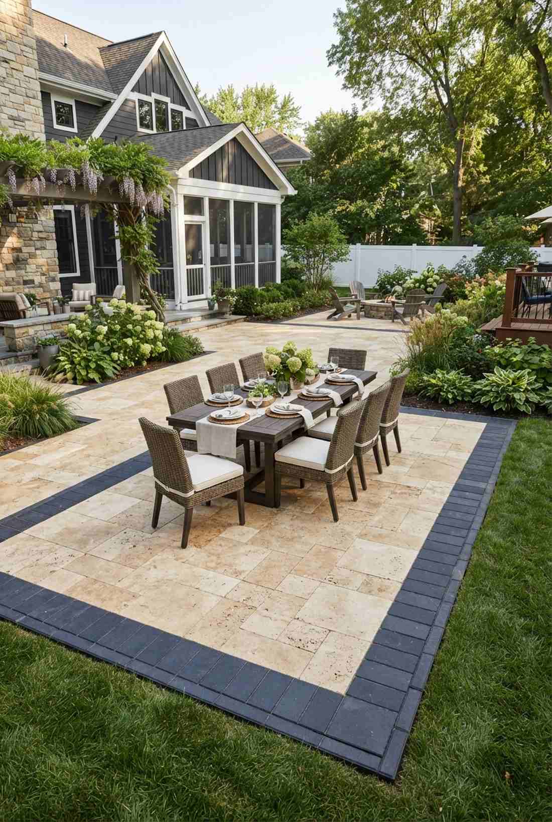 limestone field with bluestone border